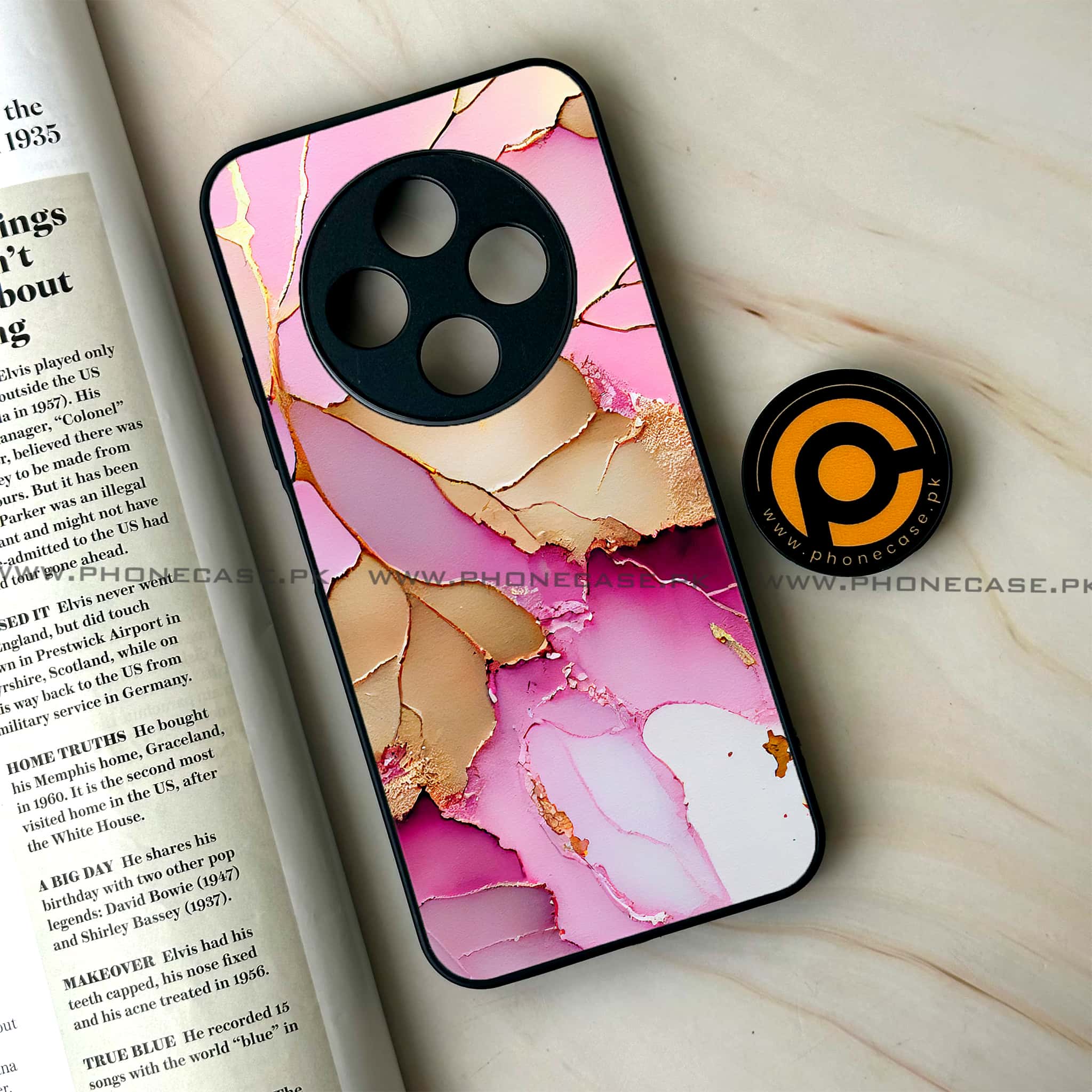 Oppo F27 Pro - Pink Marble 2.0 Series - Premium Metal Printed soft Bumper Shock Proof Case