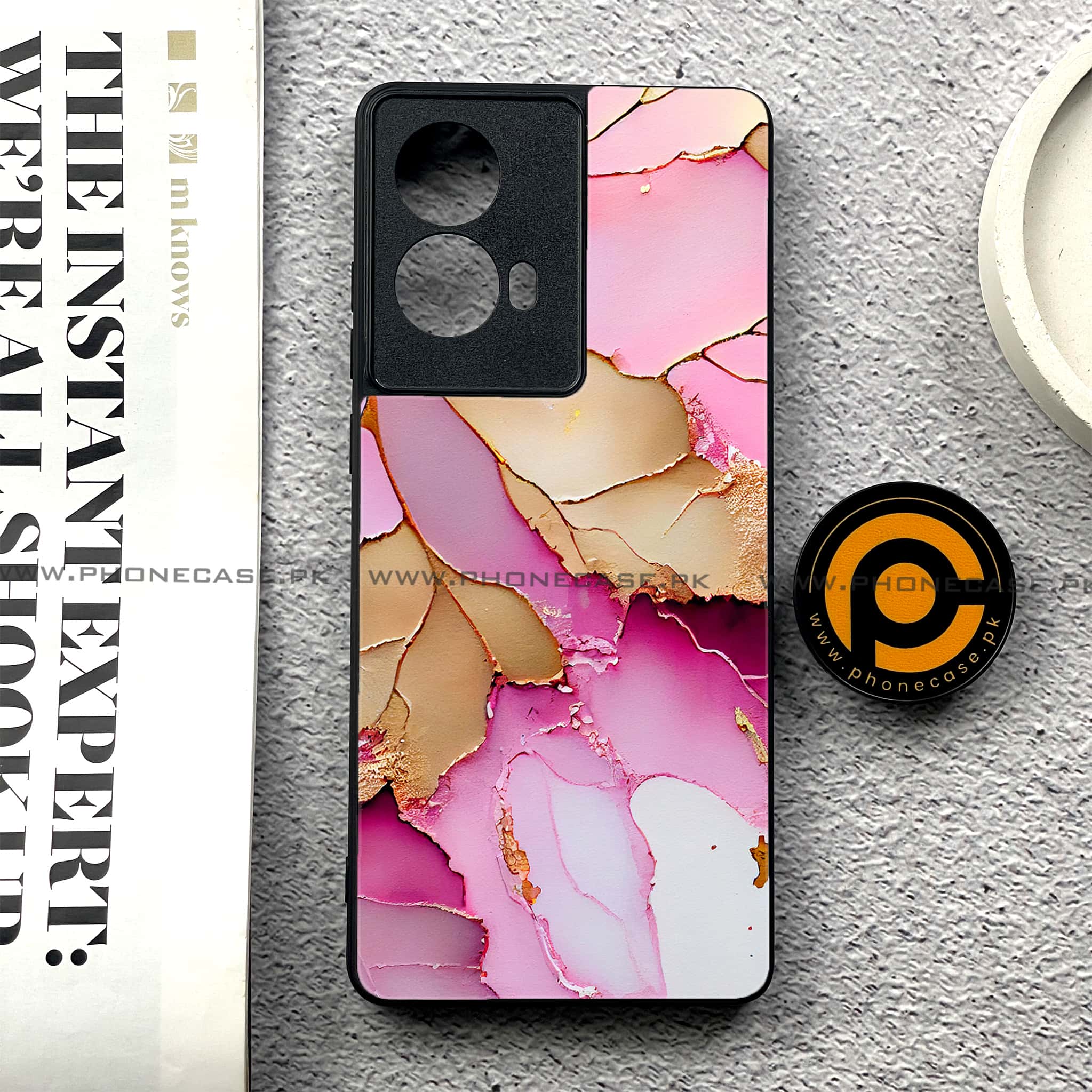 Moto G85 - Pink Marble 2.0 Series - Premium Printed Glass soft Bumper shock Proof Case
