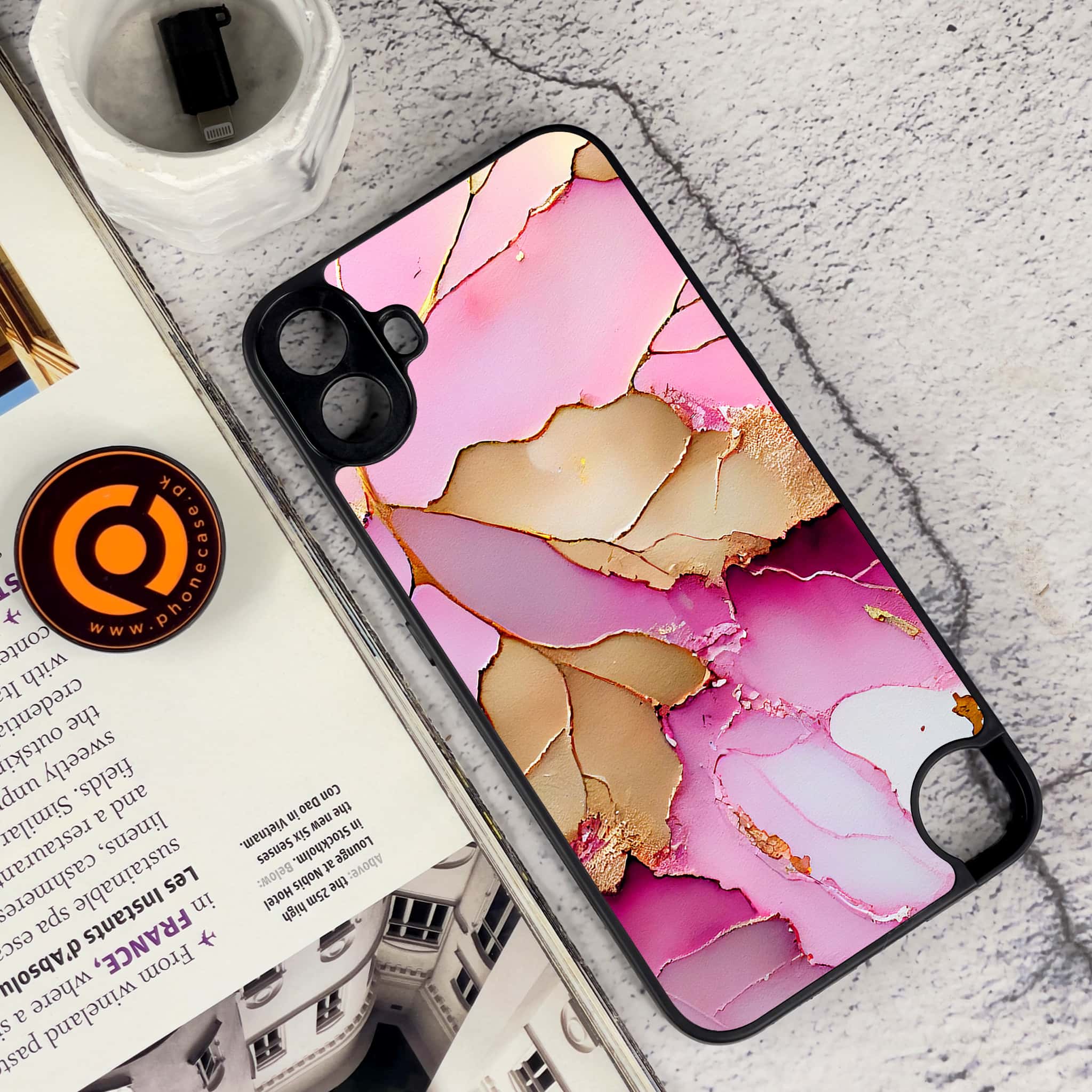 Nothing CMF Phone 1 - Pink Marble 2.0 Series - Premium Metal Printed soft Bumper Shock Proof Case