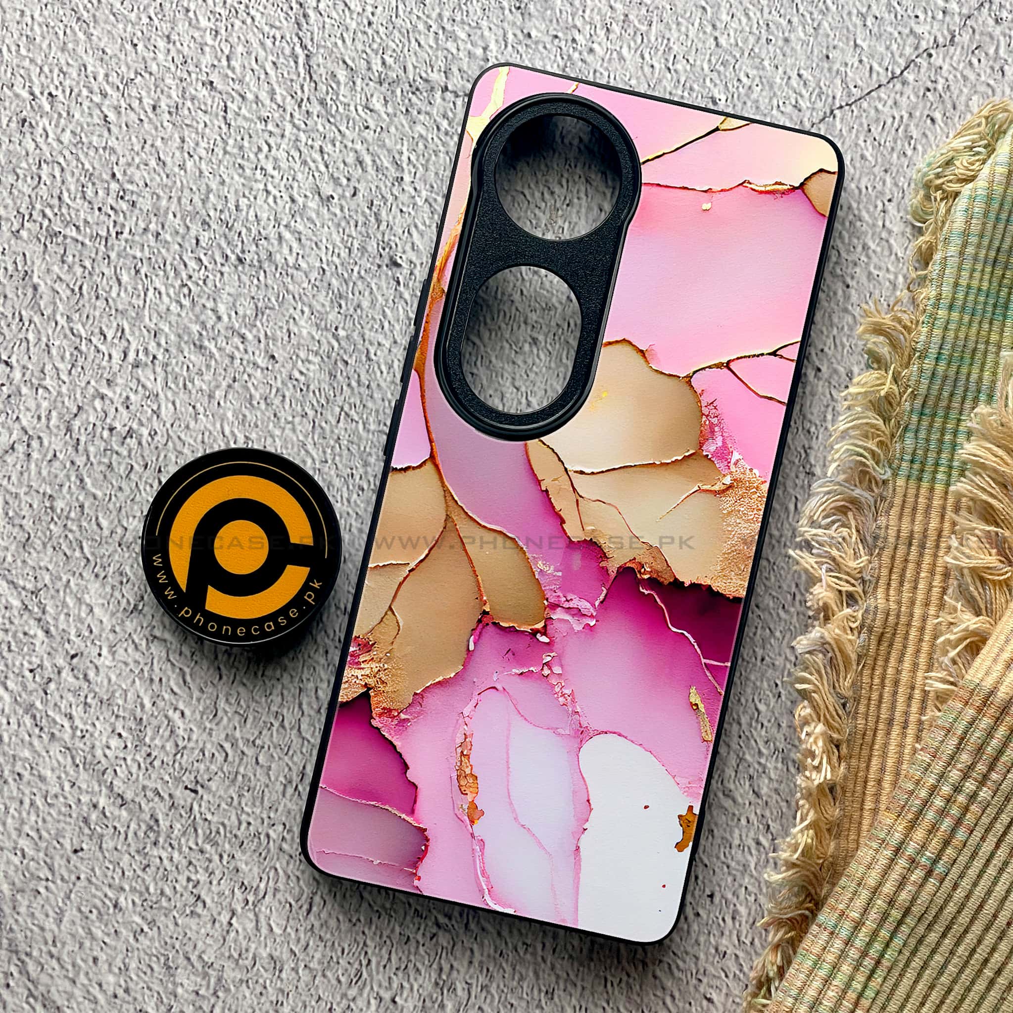 Vivo V40 Pro - Pink Marble 2.0 Series - Premium Metal Printed soft Bumper shock Proof Case