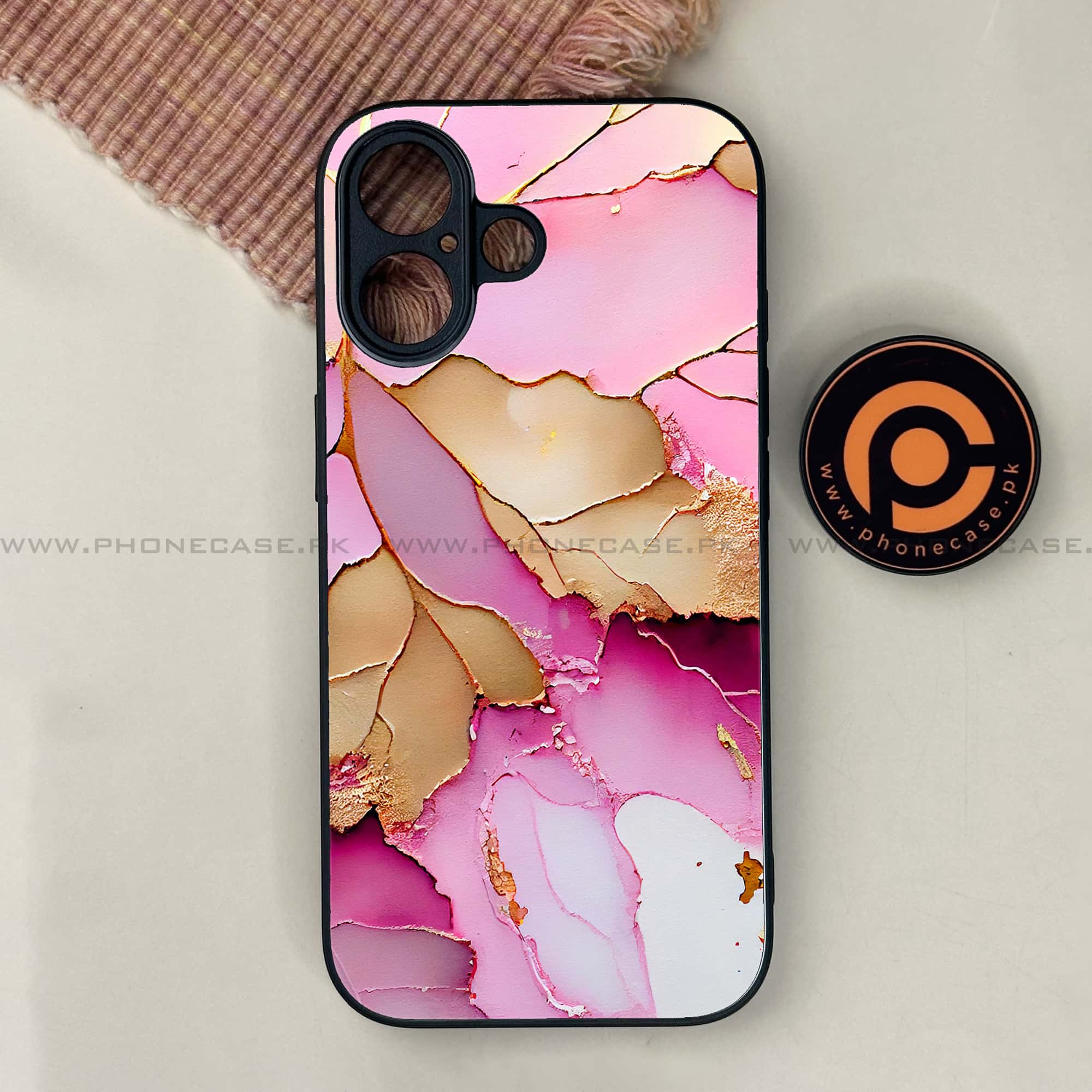 iPhone 17 - Pink Marble 2.0 Series - Premium Printed Glass soft Bumper shock Proof Case