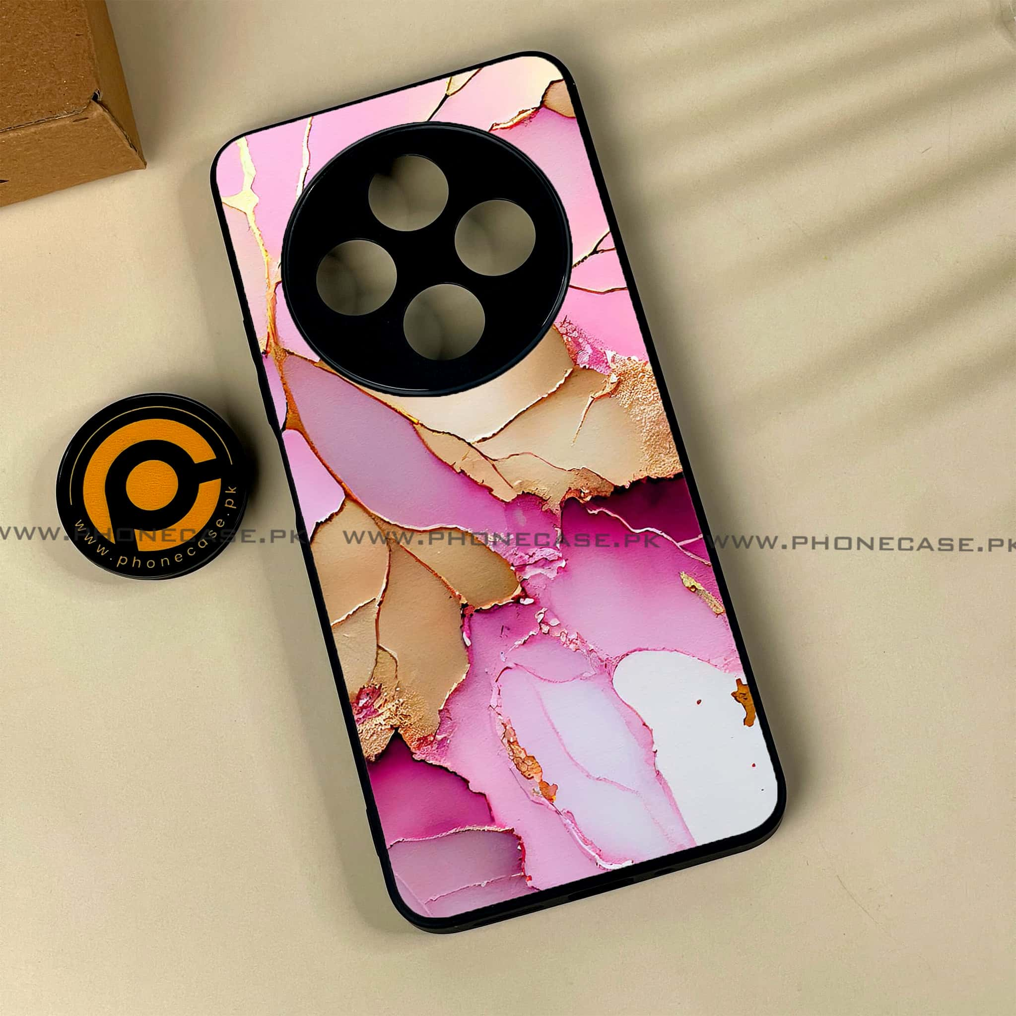 Xiaomi Poco C75 4G - Pink Marble 2.0 Series - Premium Printed Glass soft Bumper shock Proof Case