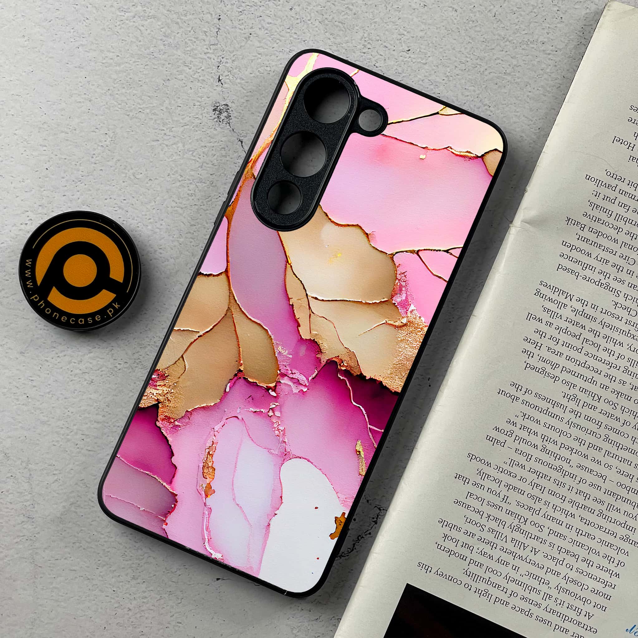 Vivo Y04 - Pink Marble 2.0 Series - Premium Metal Printed Soft Bumper Shockproof Case