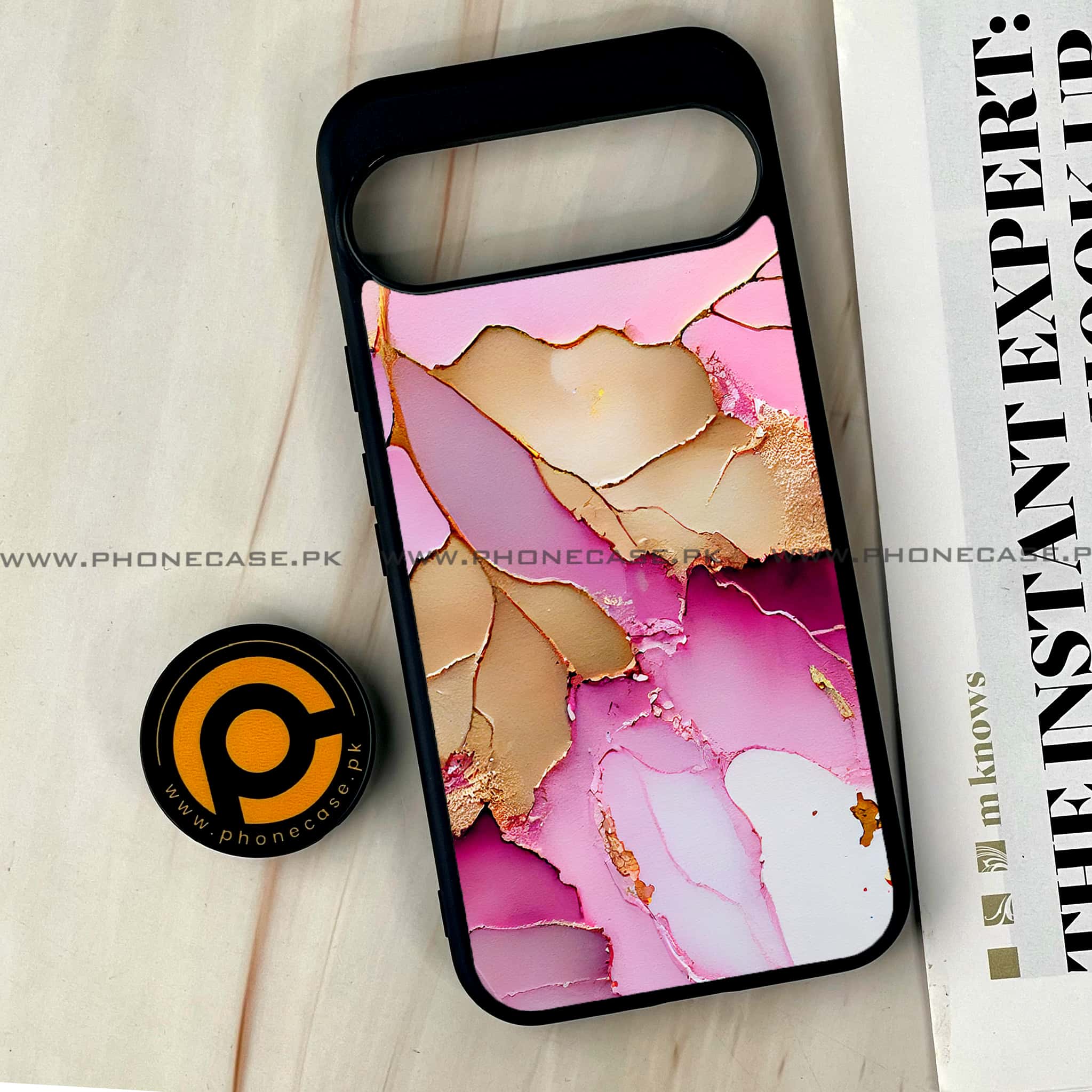 Google Pixel 9 Pro XL - Pink Marble 2.0 Series - Premium Metal Printed soft Bumper Shock Proof Case