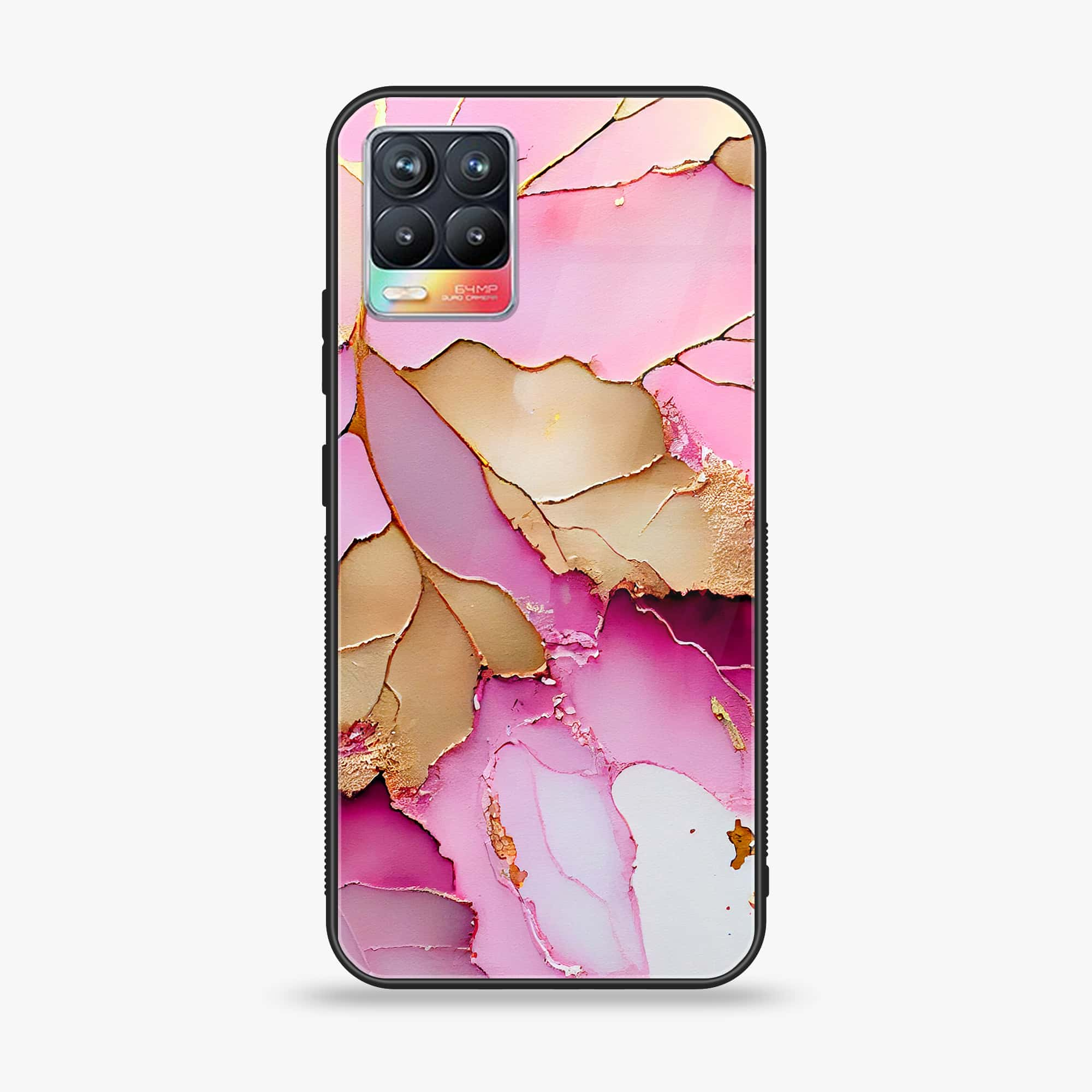 Realme 8 pro - Pink Marble 2.0 Series - Premium Printed Glass soft Bumper shock Proof Case