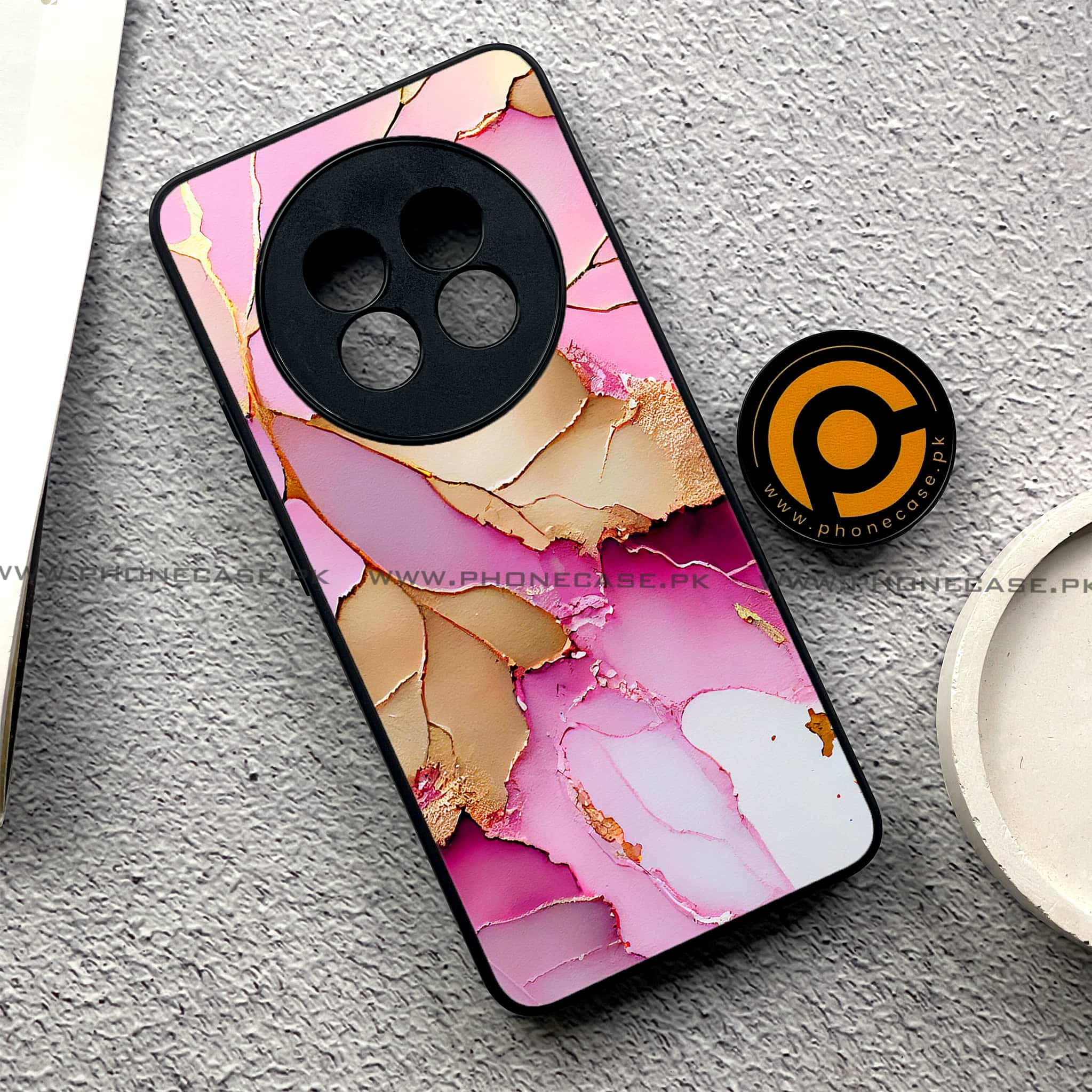 Realme 13 Pro Plus -  Pink Marble 2.0 Series - Premium Printed Metal soft Bumper shock Proof Case