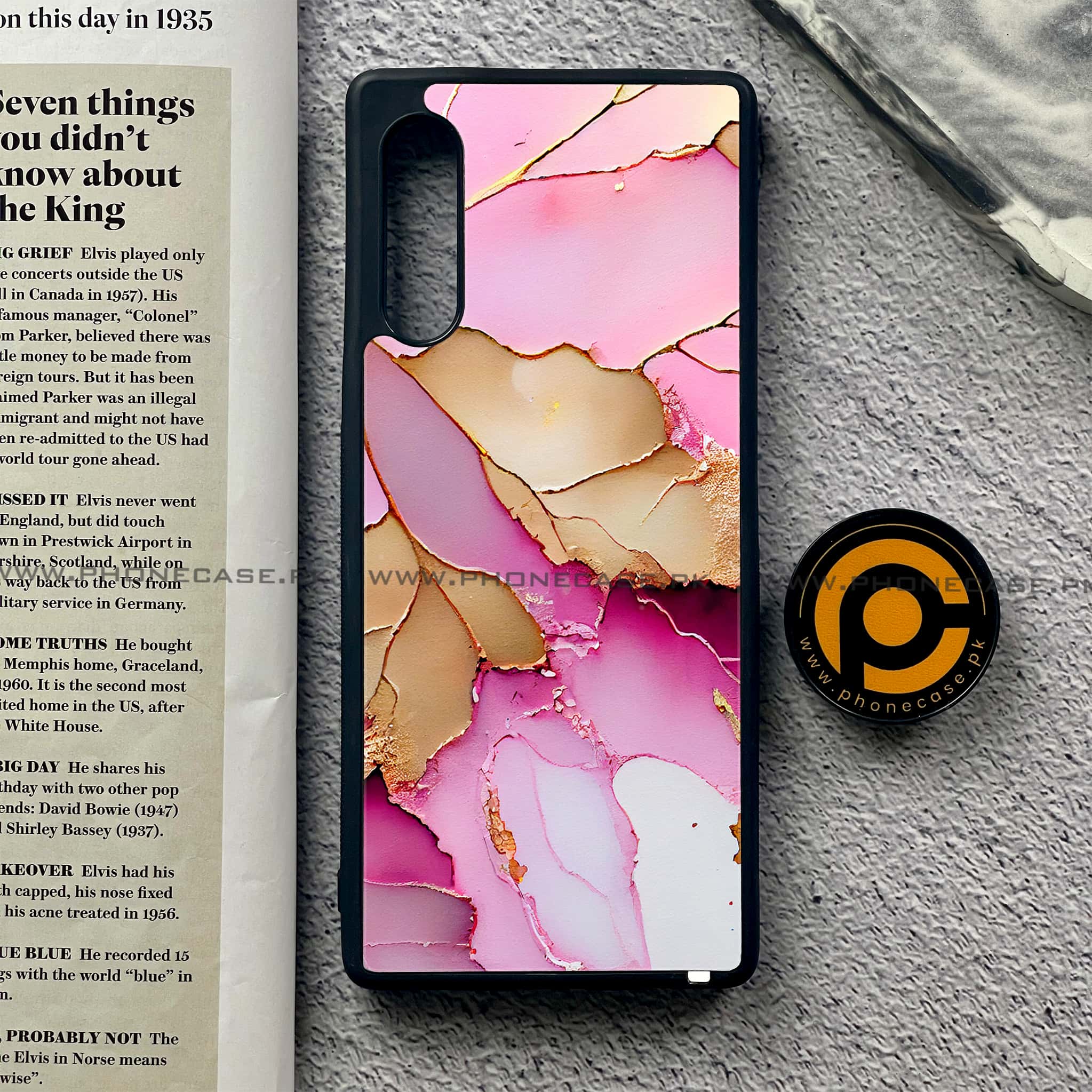LG G9 - Pink Marble 2.0 Series - Premium Metal Printed soft Bumper shock Proof Case