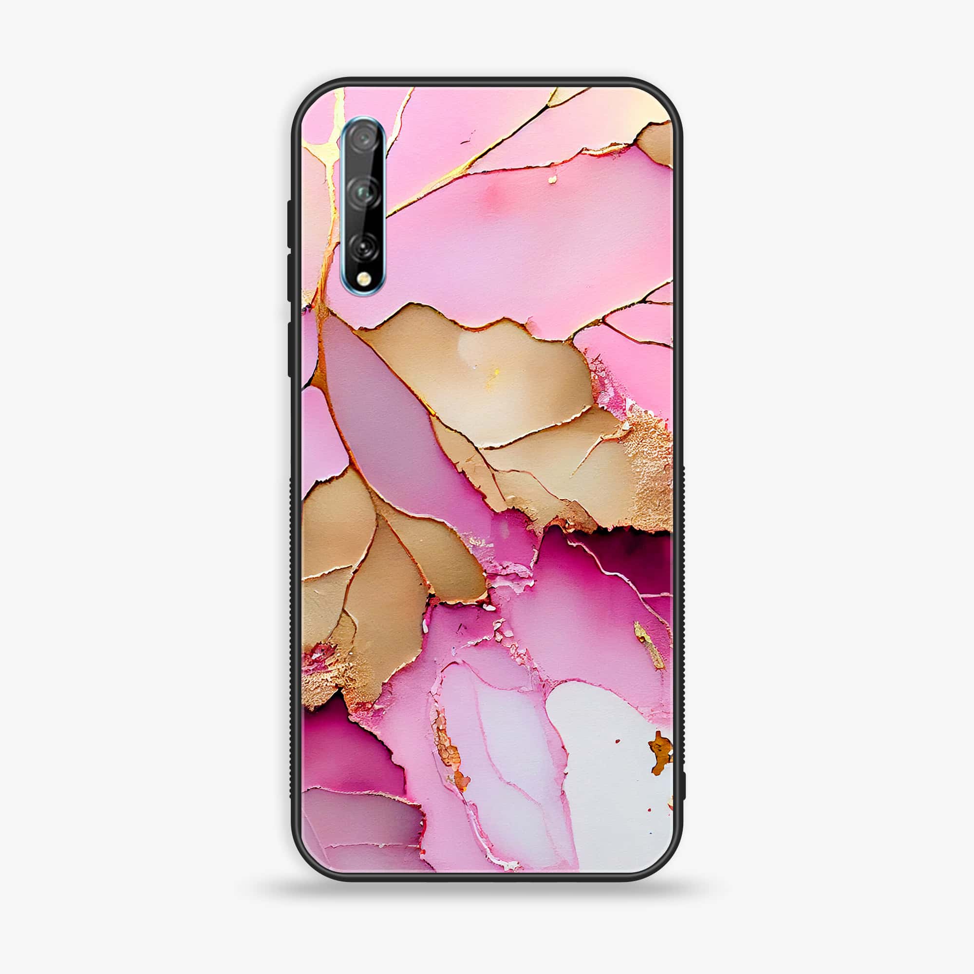 Huawei Y8p -  Pink Marble 2.0 Series - Premium Printed Glass soft Bumper shock Proof Case
