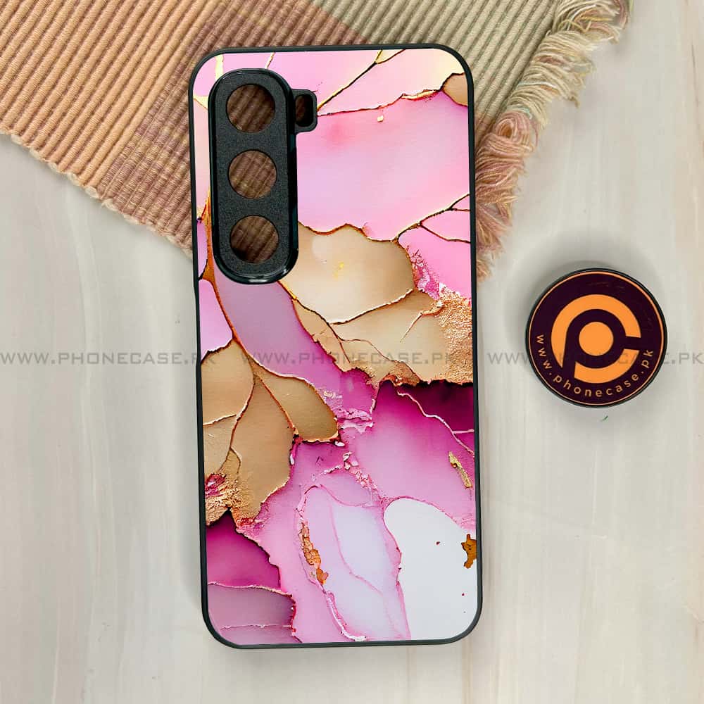 Infinix Hot 60i - Pink Marble 2.0 Series - Premium Metal Printed soft Bumper shock Proof Case
