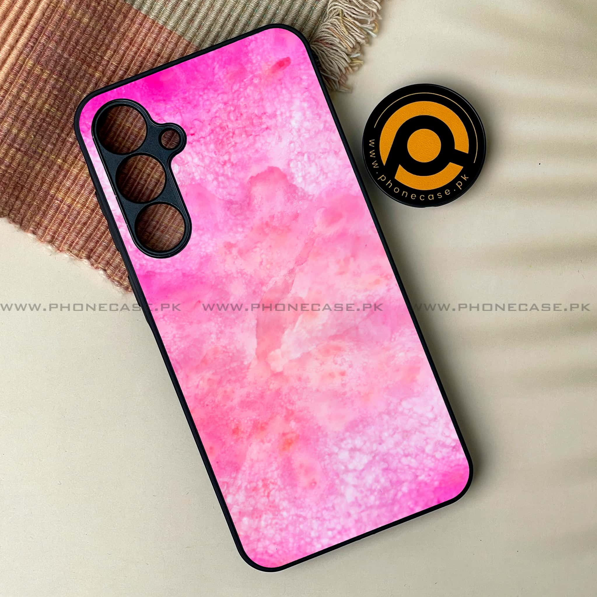 Samsung Galaxy A25 - Pink Marble 2.0 Series - Premium Printed Glass soft Bumper shock Proof Case