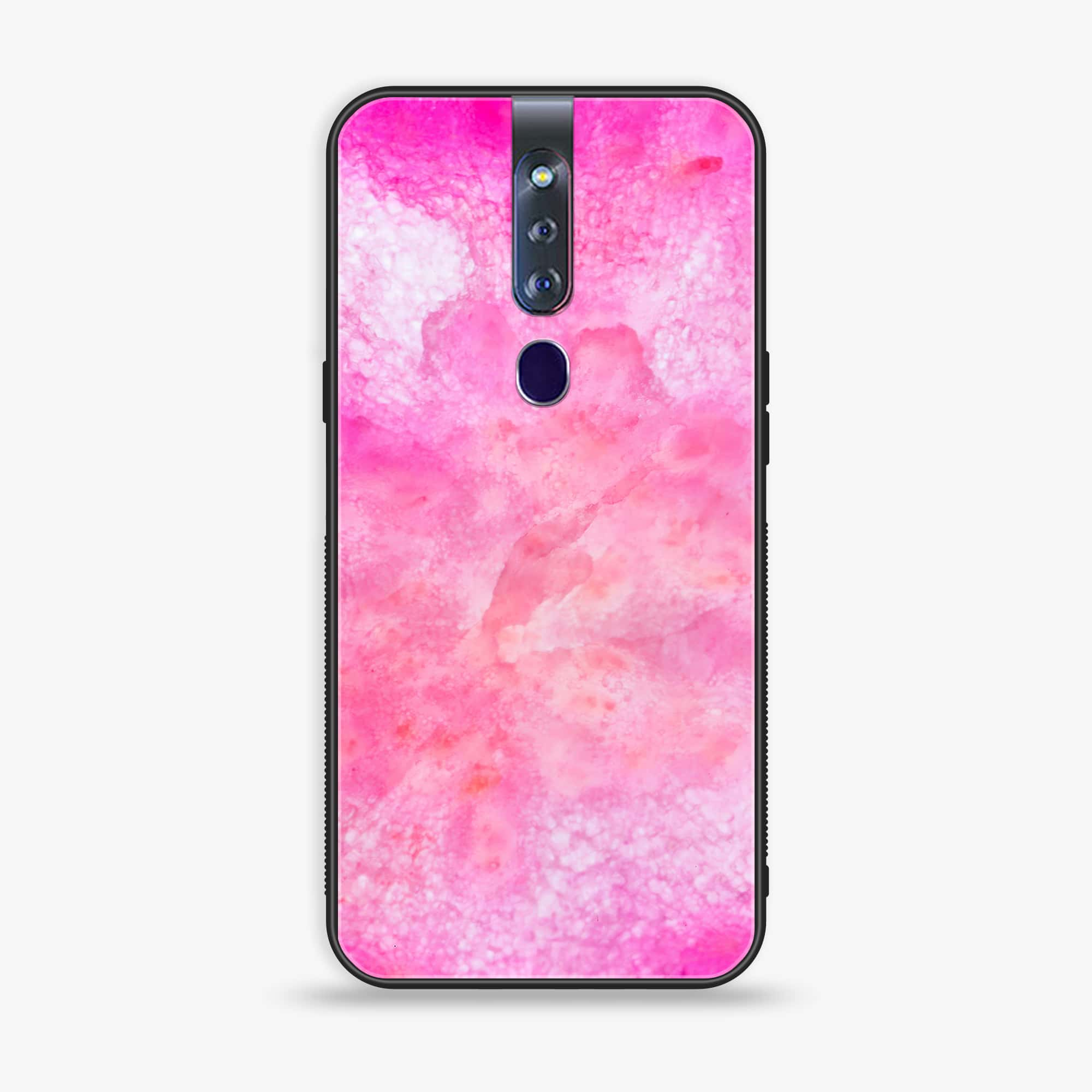 Oppo F11 Pro Pink Marble 2.0 Series Premium Printed Glass soft Bumper shock Proof Case