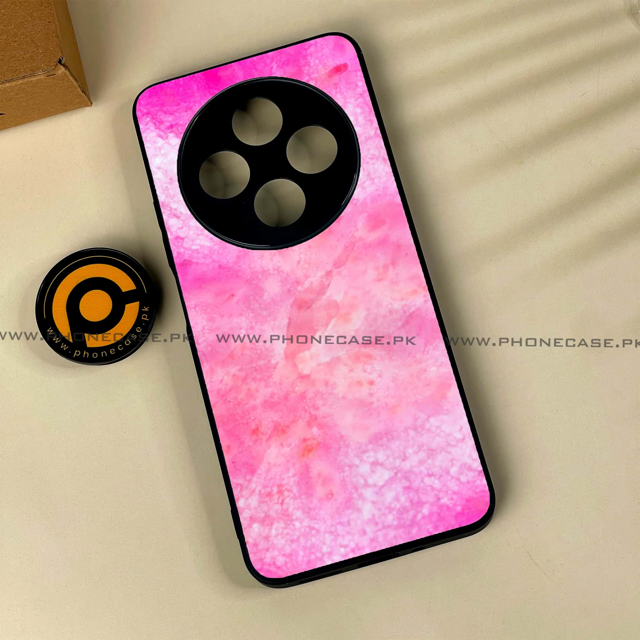 Xiaomi Poco C75 4G - Pink Marble 2.0 Series - Premium Printed Glass soft Bumper shock Proof Case