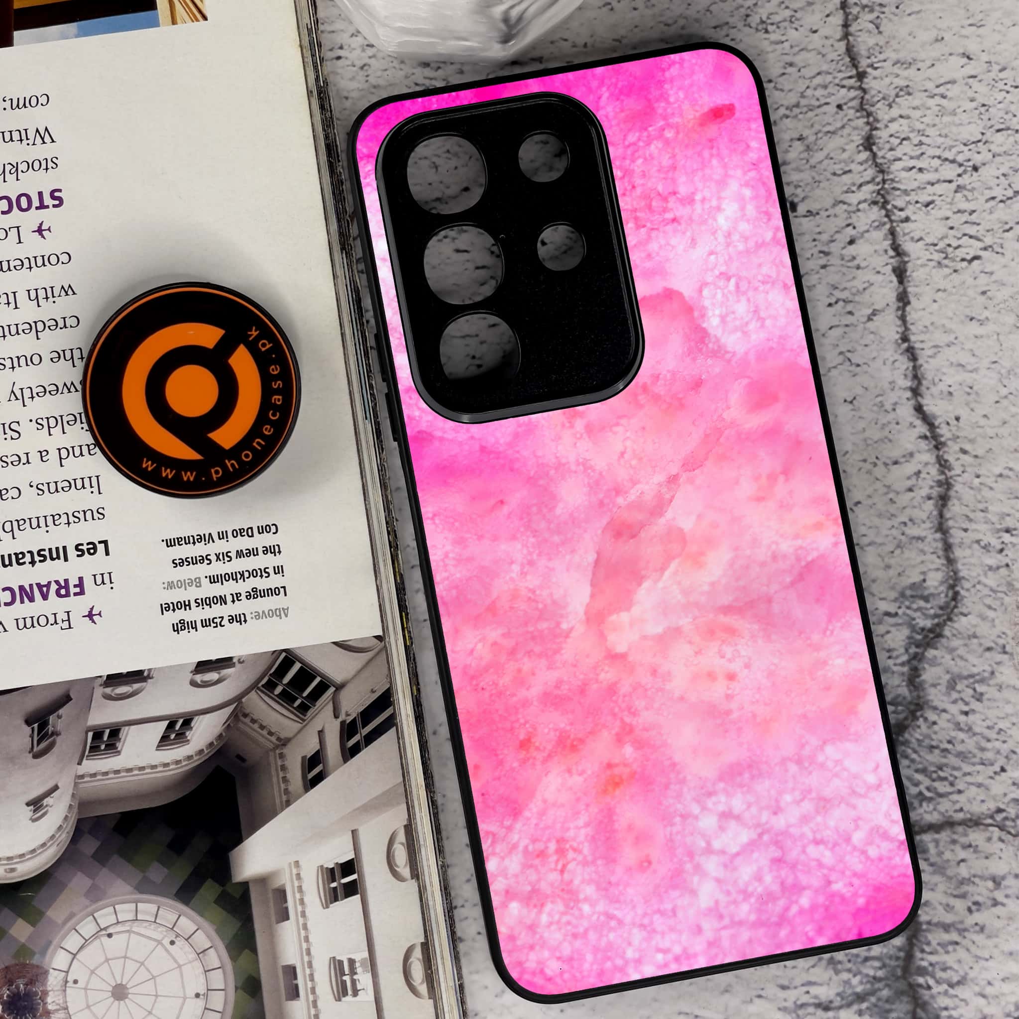 Vivo Y29 4G - Pink Marble 2.0 Series - Premium Metal Printed soft Bumper Shock Proof Case