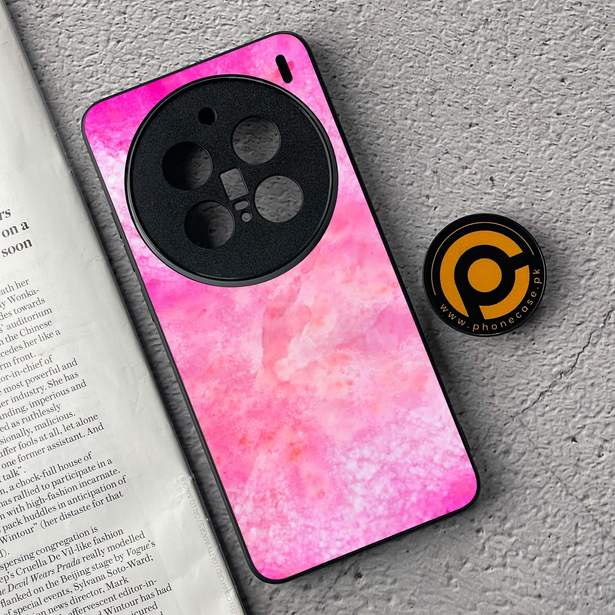 Vivo X200 Pro - Pink Marble 2.0 Series - Premium Metal  Printed soft Bumper shock Proof Case