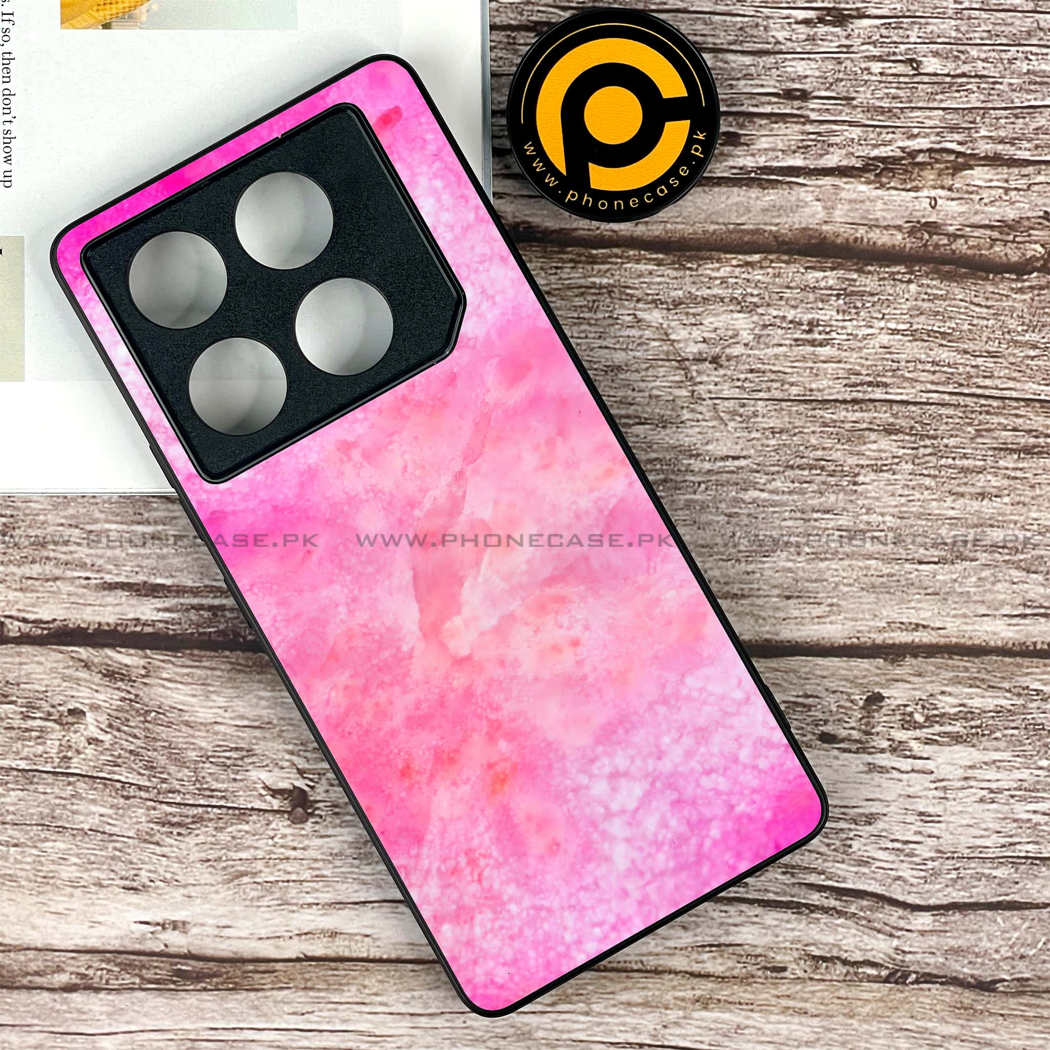 Infinix GT 20 Pro - Pink Marble 2.0 Series - Premium Printed Glass soft Bumper shock Proof Case