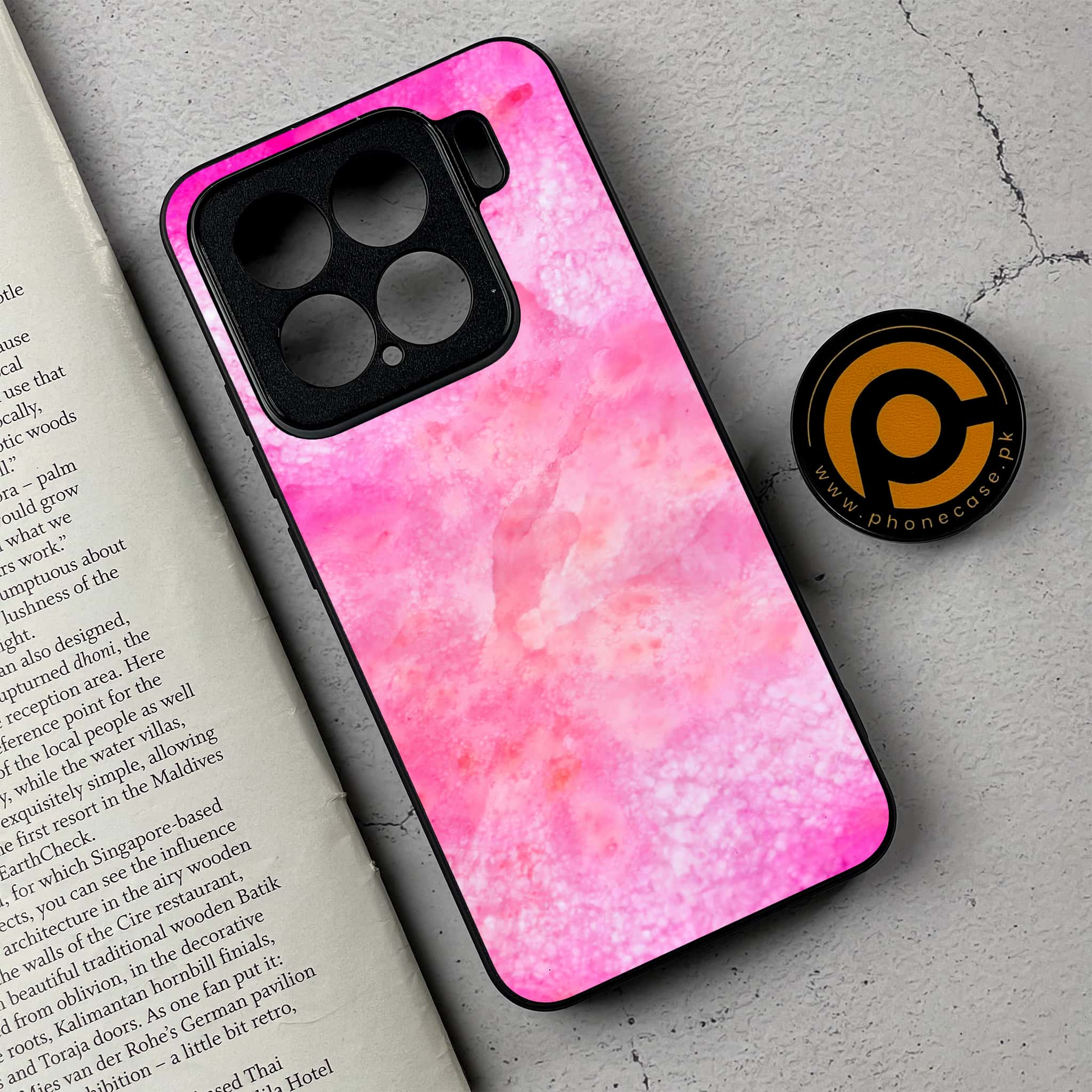 Xiaomi 15 - Pink Marble 2.0 Series - Premium Metal Printed soft Bumper shock Proof Case