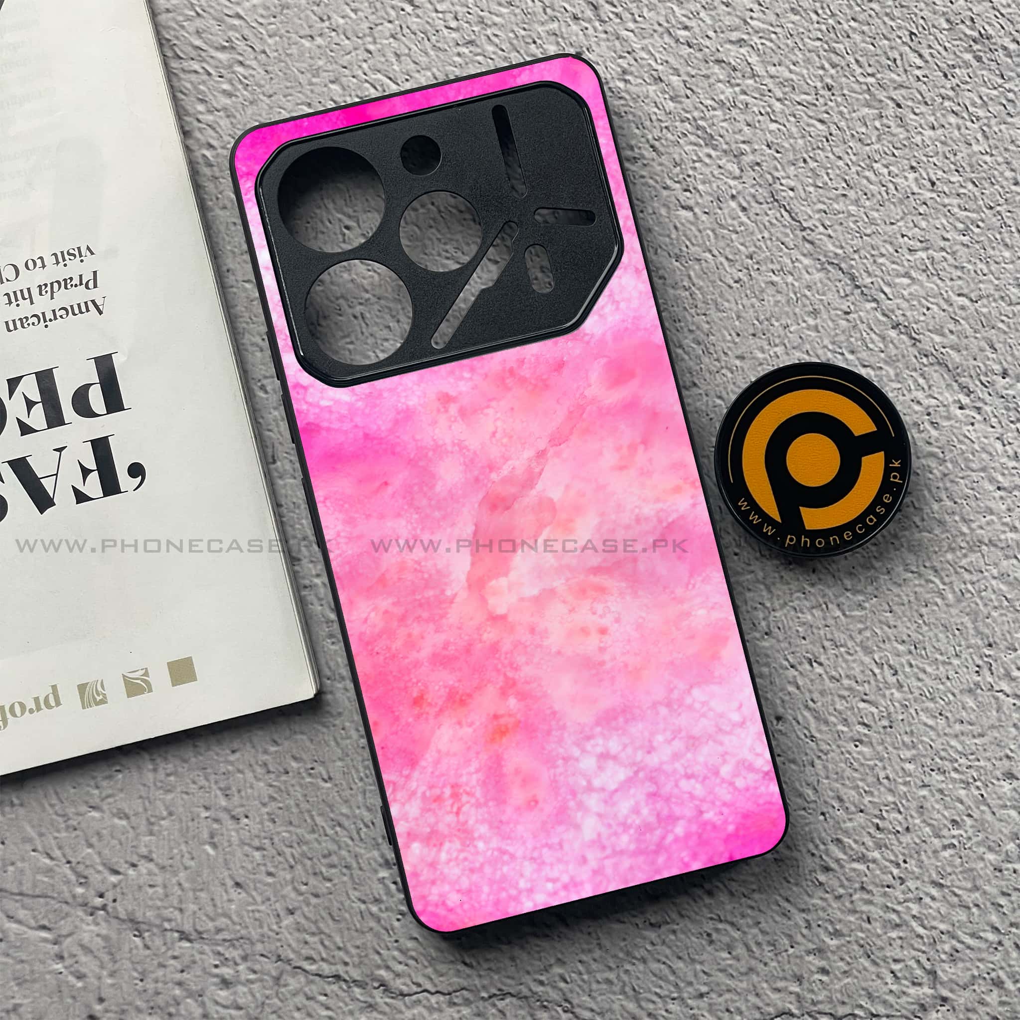 Tecno Pova 6 Pro - Pink Marble 2.0 Series - Premium Printed Glass soft Bumper shock Proof Case