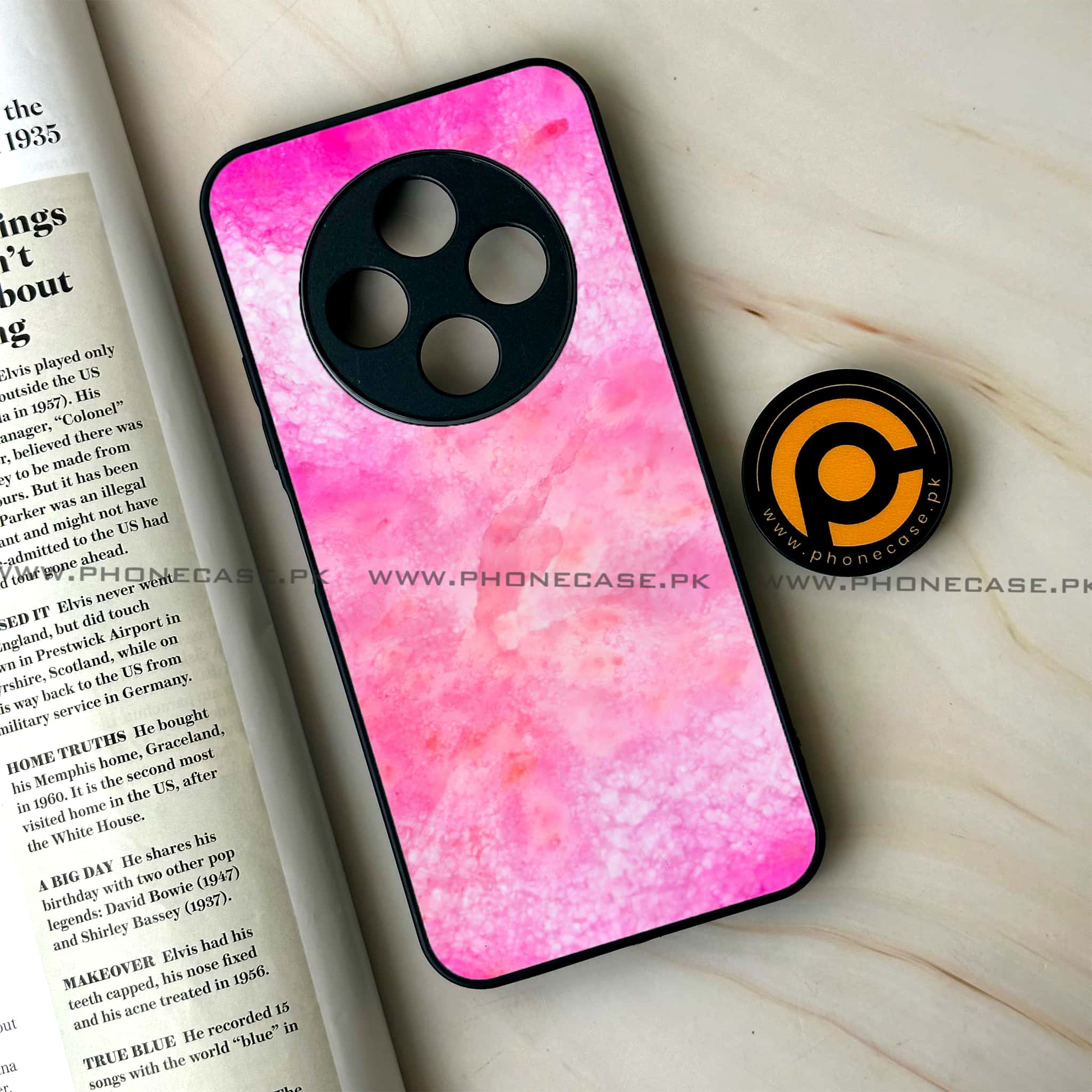 Oppo F27 Pro - Pink Marble 2.0 Series - Premium Metal Printed soft Bumper Shock Proof Case