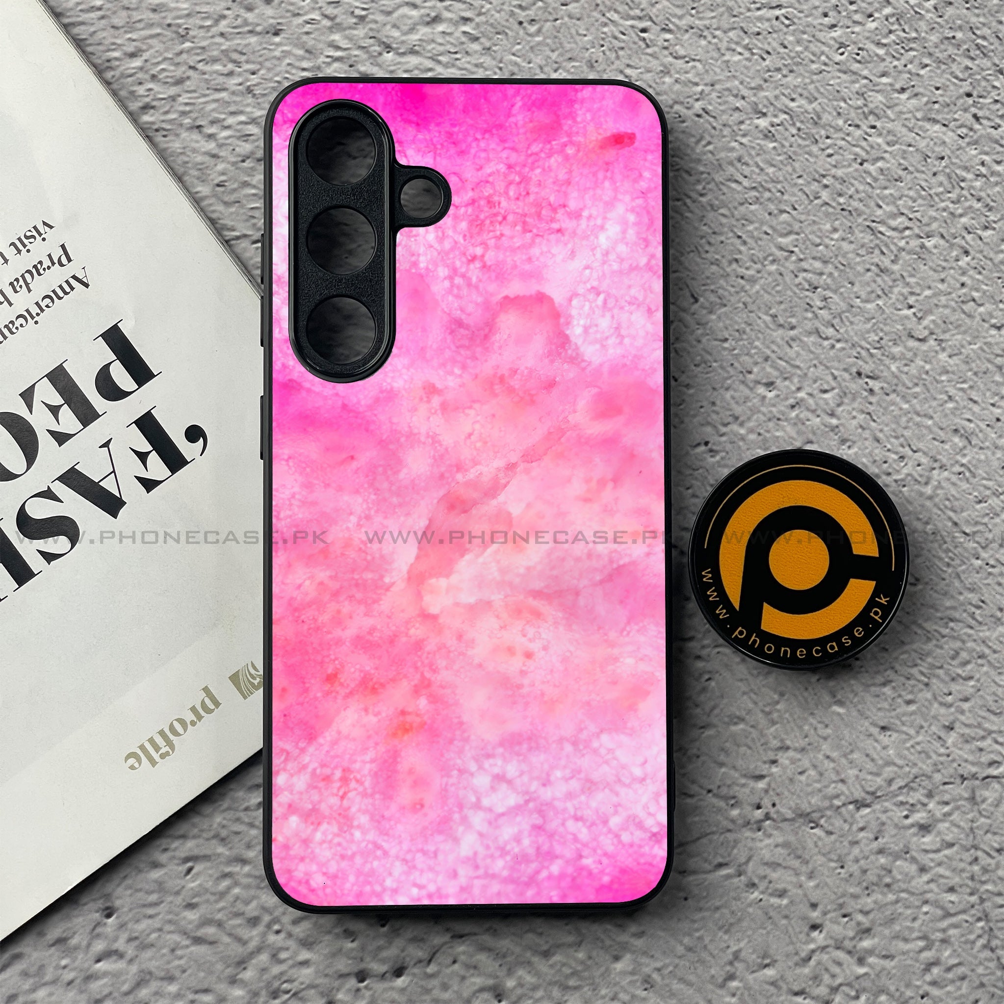 Samsung Galaxy S25 FE - Pink Marble 2.0 Series - Premium Metal Printed soft Bumper shock Proof Case