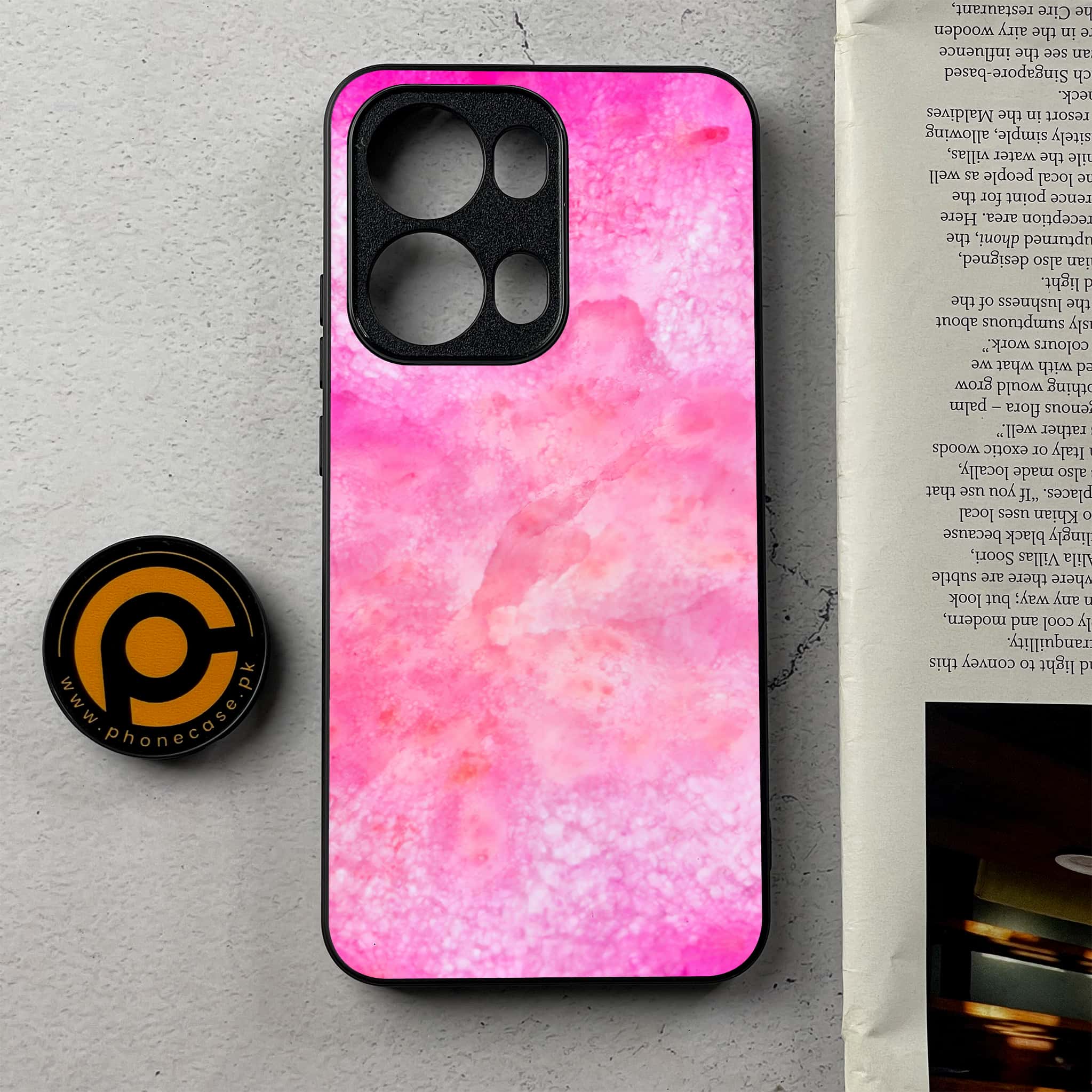 Oppo Reno 13 Pro - Pink Marble 2.0 Series - Premium Metal Printed Soft Bumper Shockproof Case