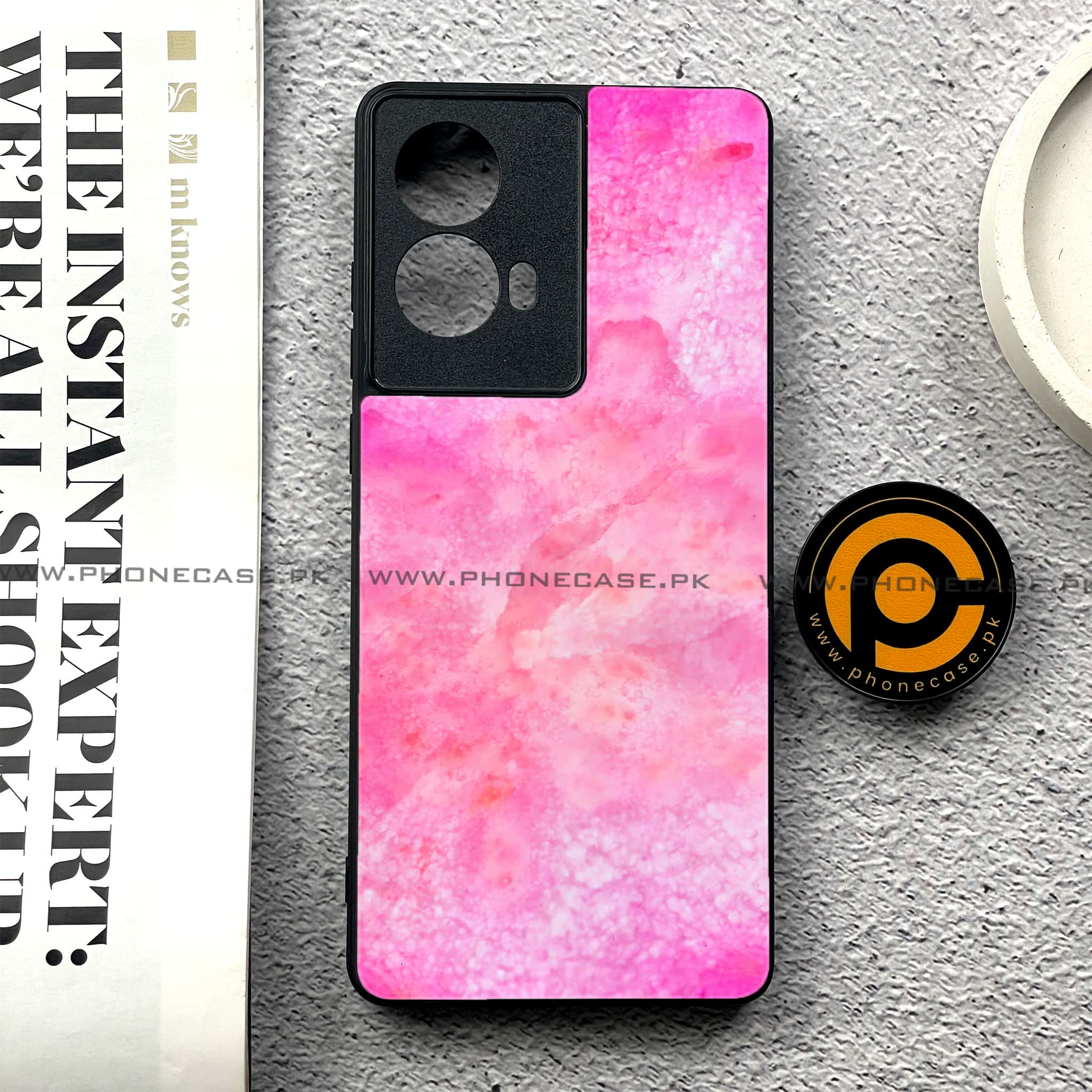 Moto G85 - Pink Marble 2.0 Series - Premium Printed Glass soft Bumper shock Proof Case