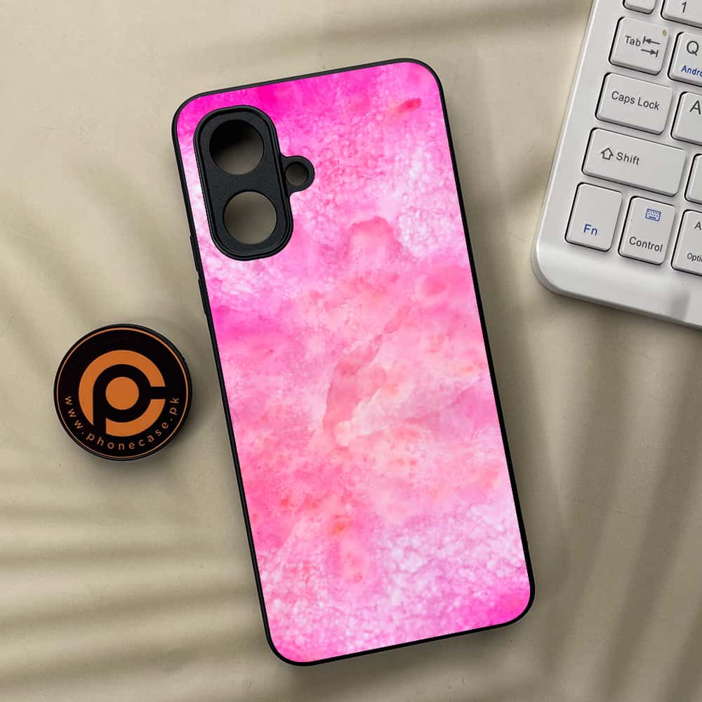 Tecno Spark Go 2 - Pink Marble 2.0 Series - Premium Metal Printed soft Bumper Shock Proof Case