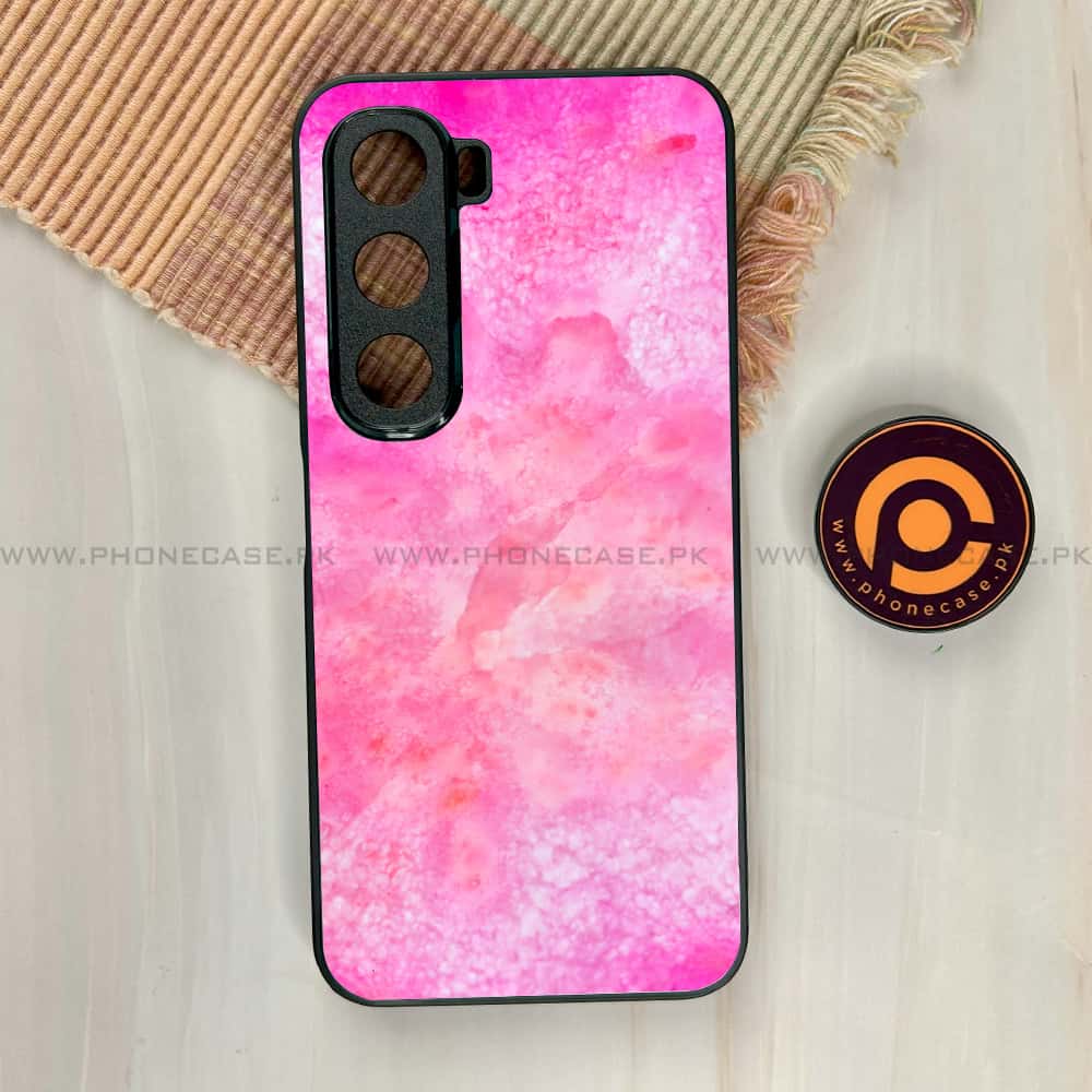 Infinix Hot 60i - Pink Marble 2.0 Series - Premium Metal Printed soft Bumper shock Proof Case