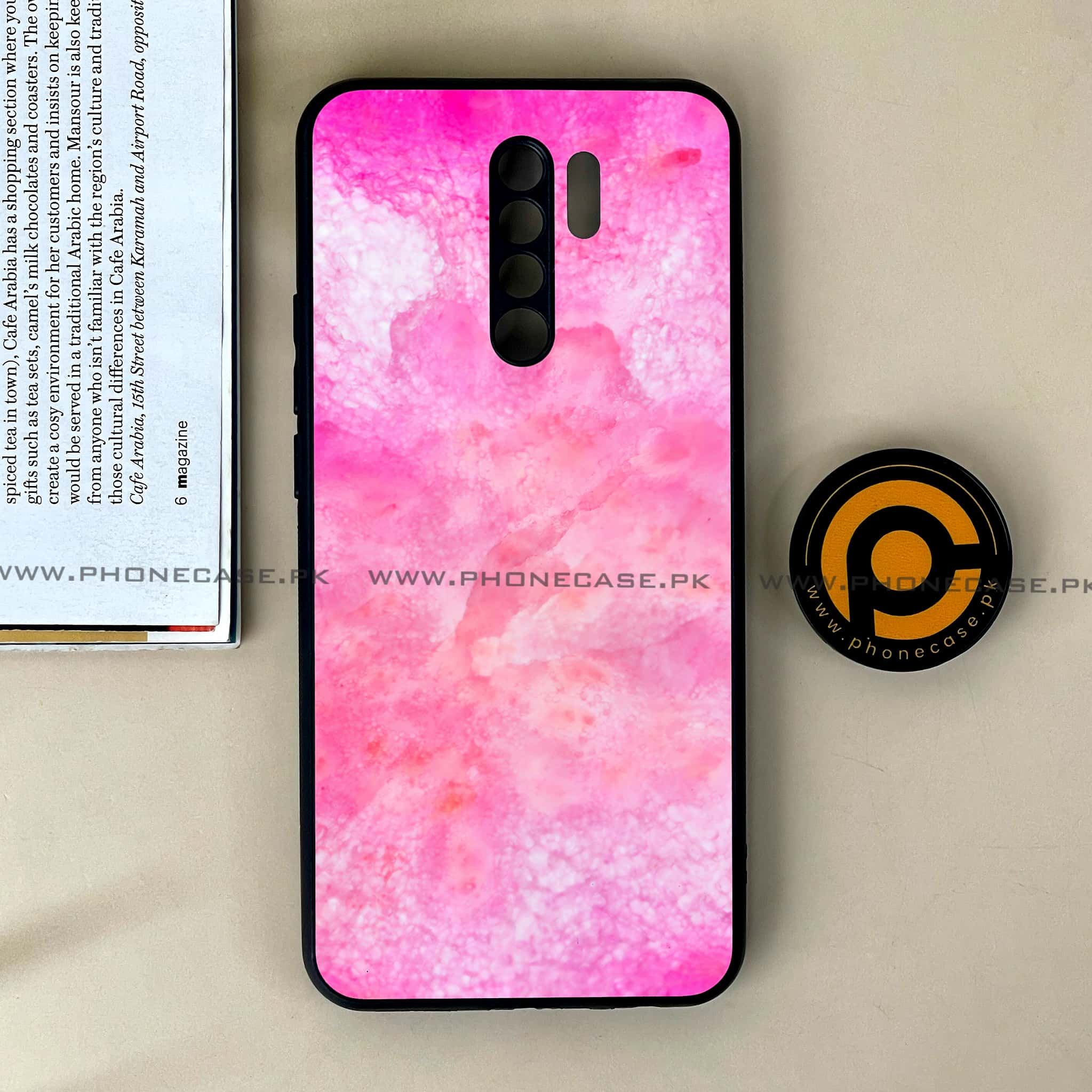 Xiaomi Redmi 9 - Pink Marble 2.0 Series - Premium Printed Glass soft Bumper shock Proof Case