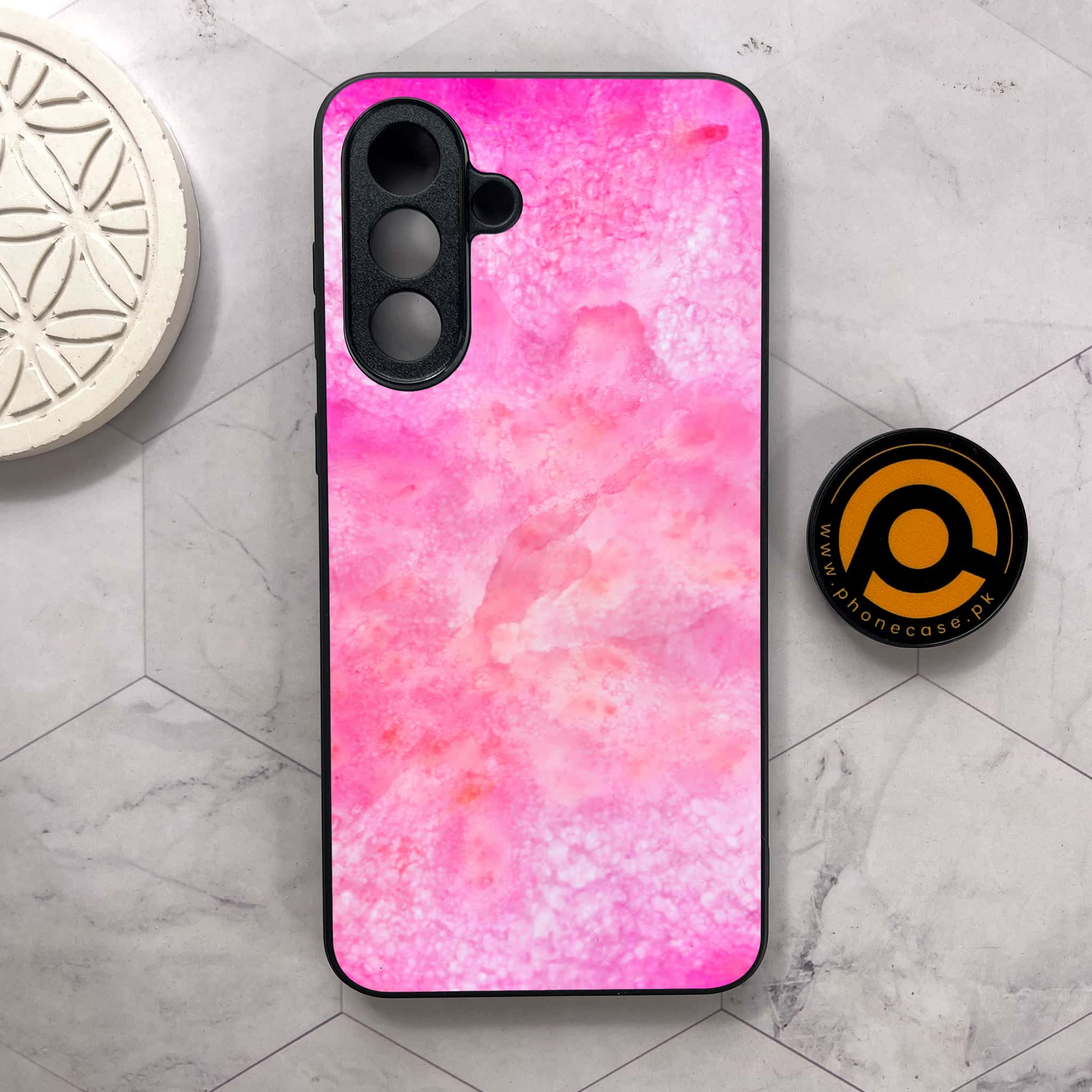 Samsung Galaxy A36 5G - Pink Marble 2.0 Series - Premium Metal Printed soft Bumper shock Proof Case