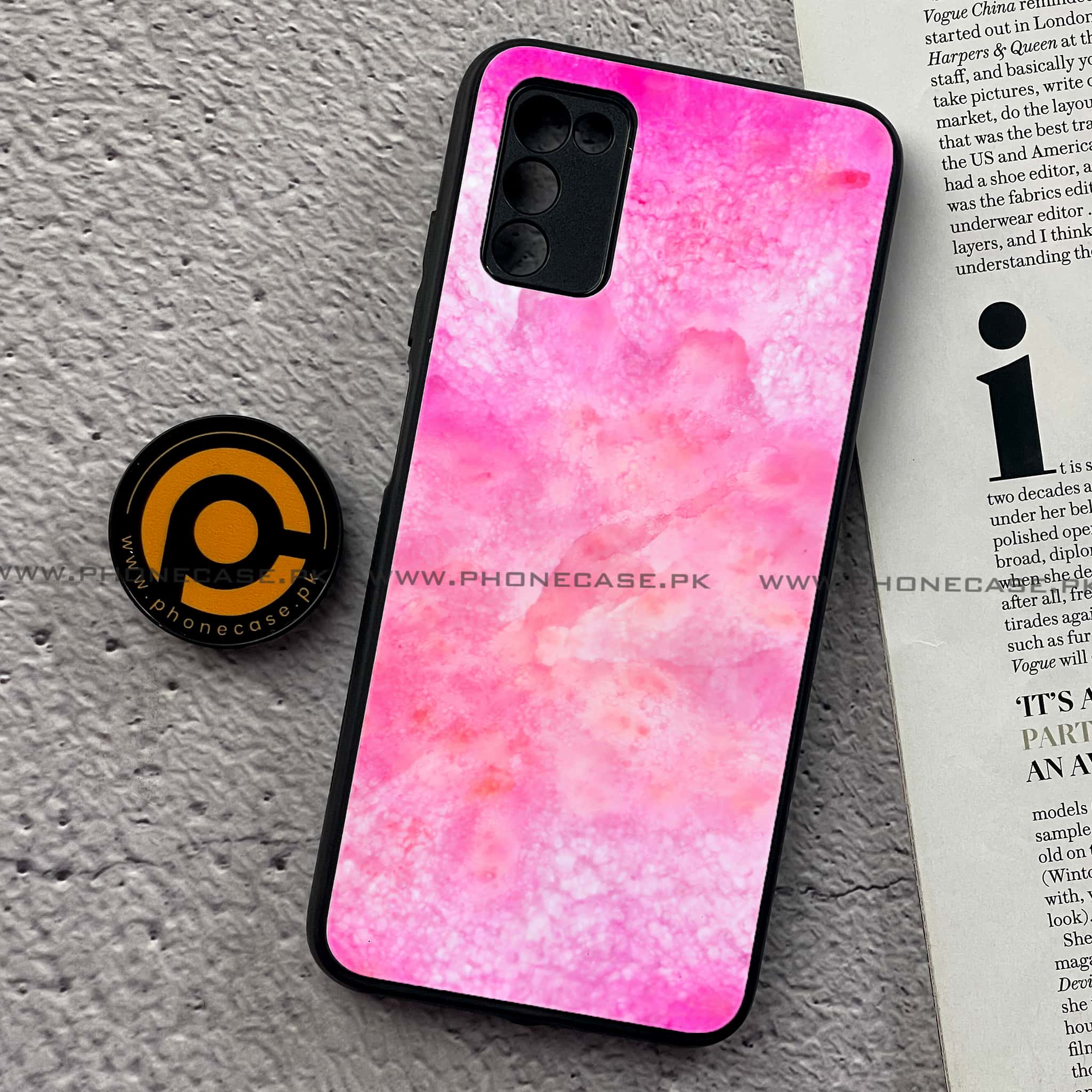 Samsung Galaxy A02s - Pink Marble 2.0 Series  - Premium Printed Metal soft Bumper shock Proof Case