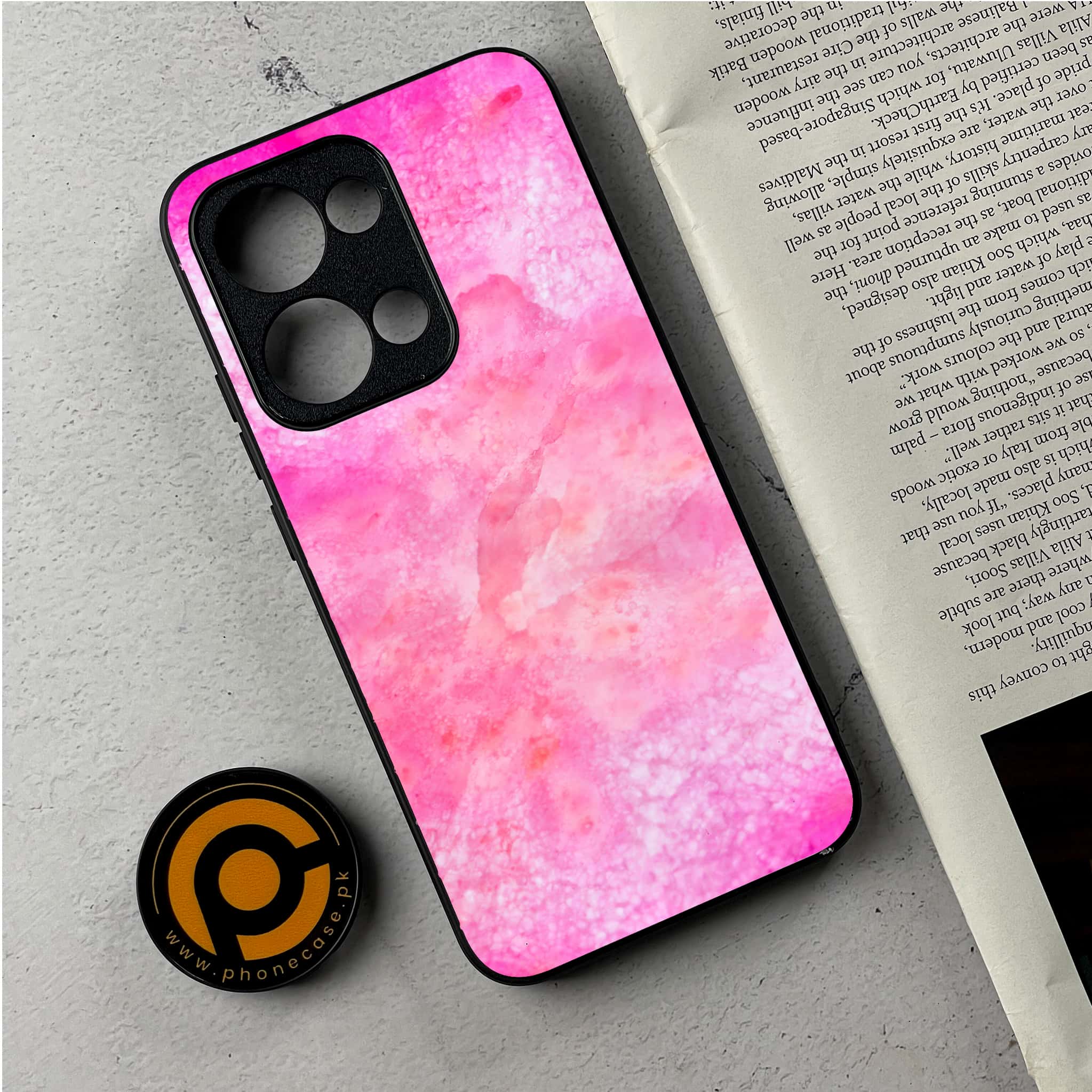 Oppo Reno 13 - Pink Marble 2.0 Series - Premium Metal Printed Soft Bumper Shockproof Case