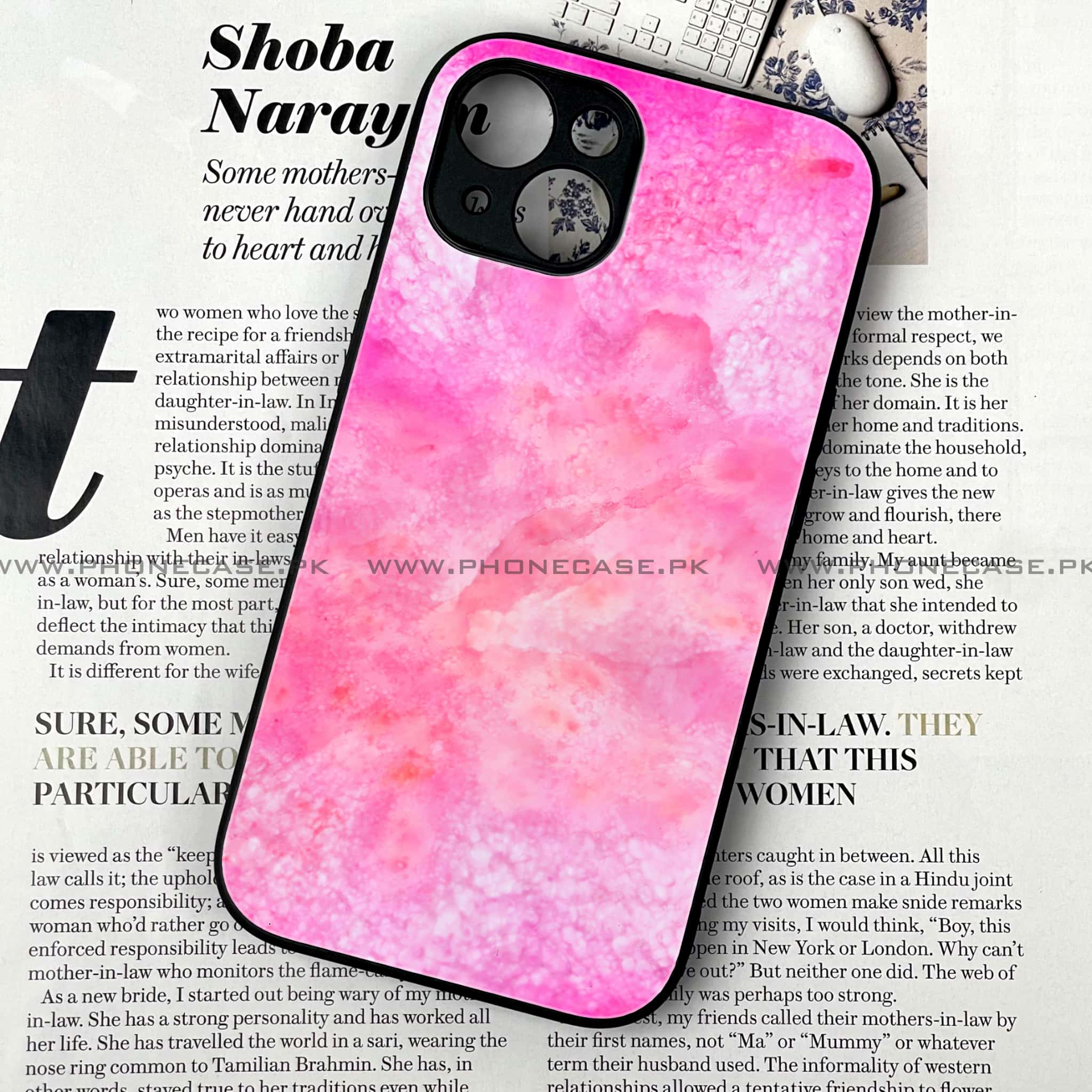 iPhone 14 Plus - Pink Marble 2.0 Series - Premium Metal Printed soft Bumper shock Proof Case