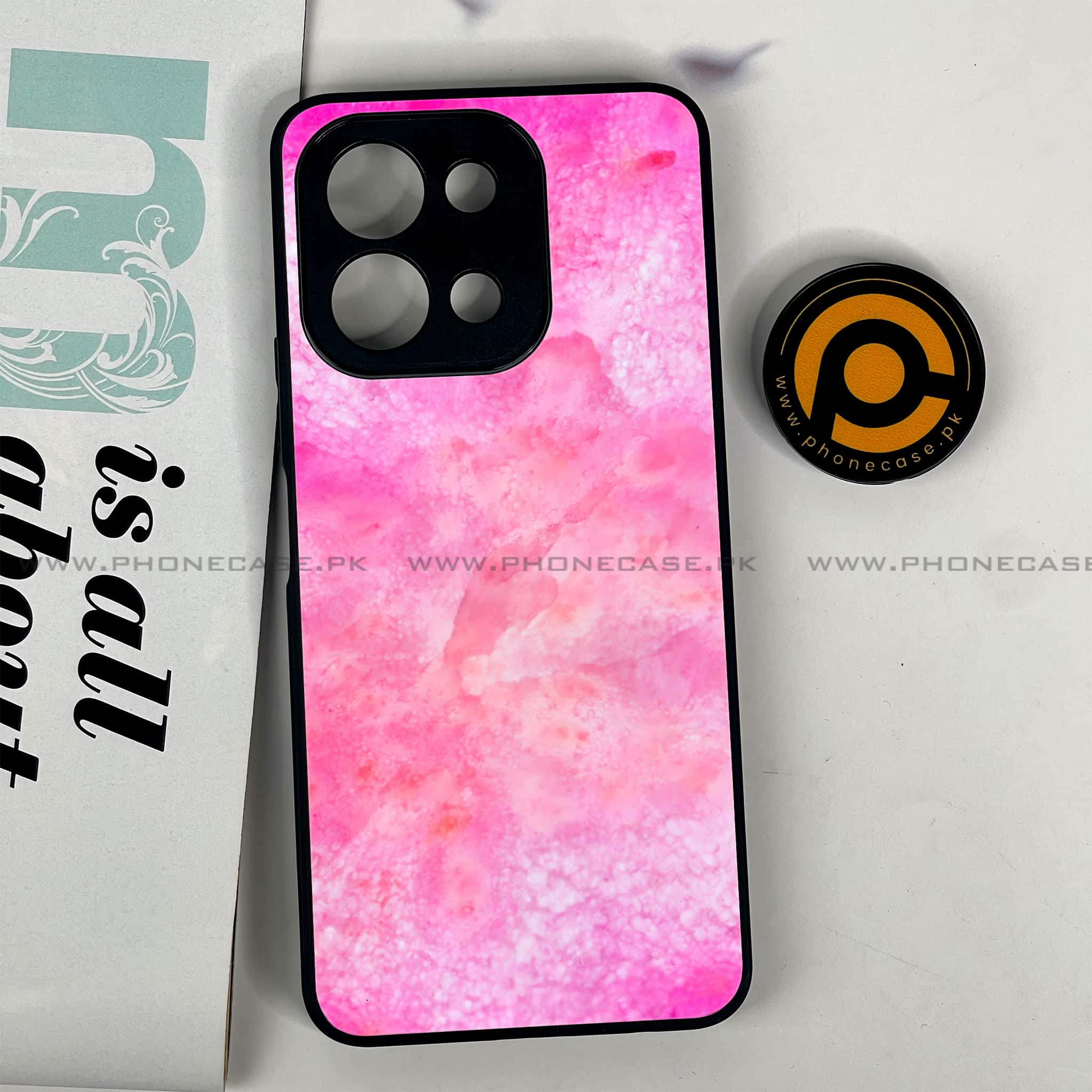 Vivo Y28 - Pink Marble 2.0 Series - Premium Printed Glass soft Bumper shock Proof Case