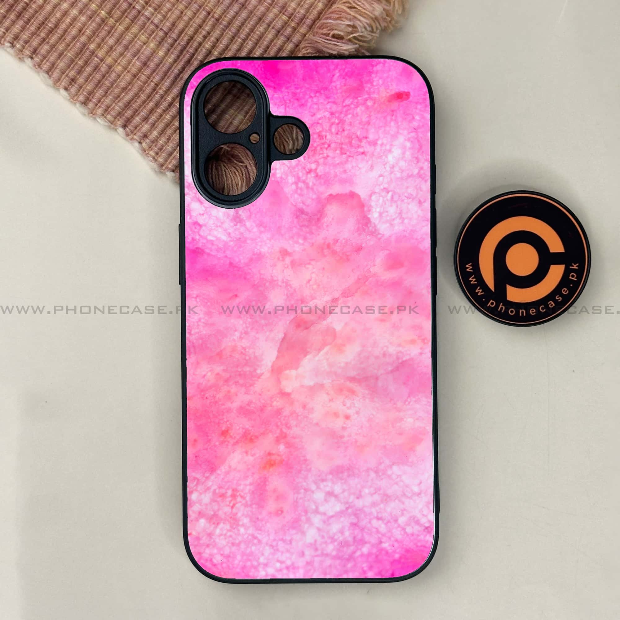 iPhone 17 - Pink Marble 2.0 Series - Premium Printed Glass soft Bumper shock Proof Case