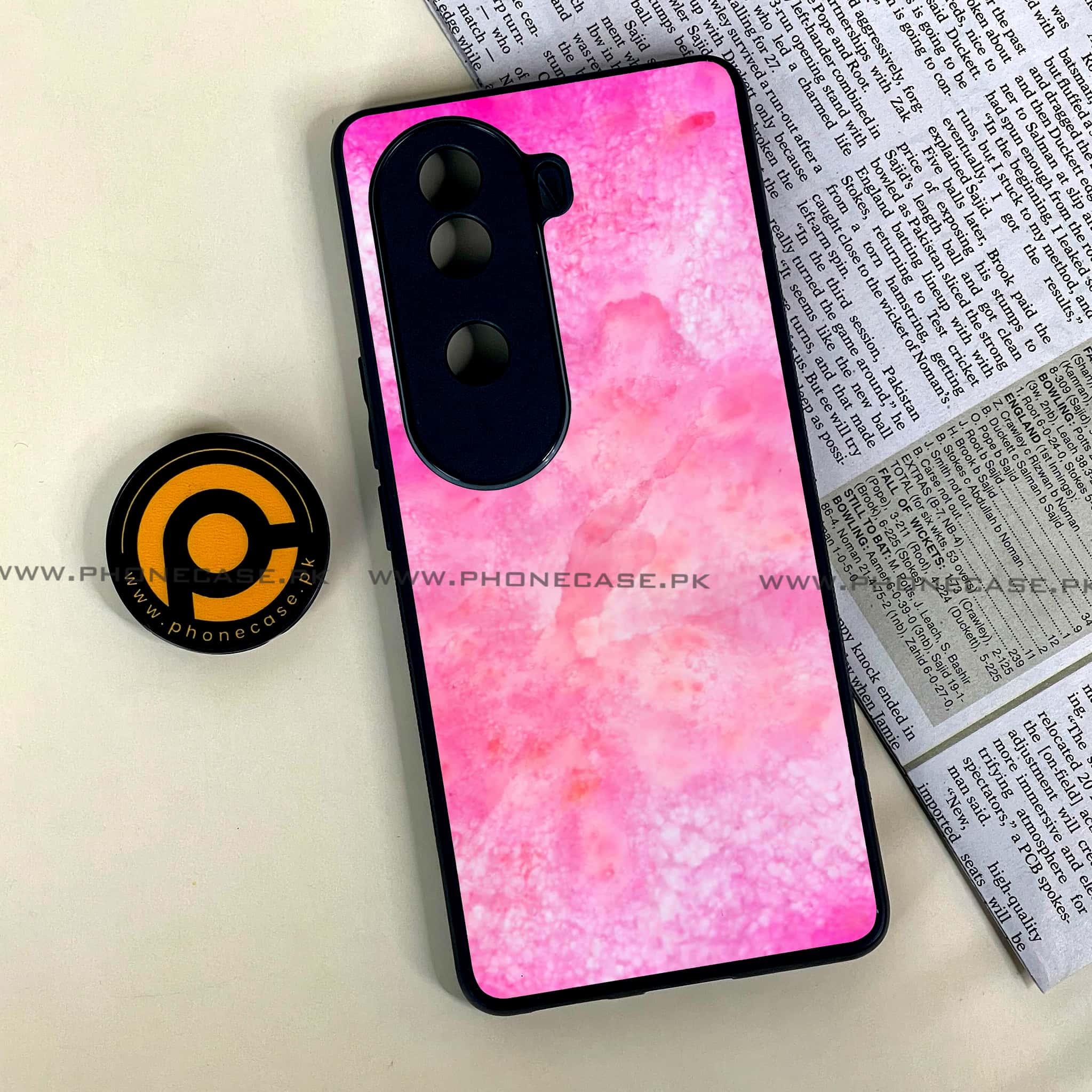 Vivo V40e - Pink Marble 2.0 Series - Premium Printed Glass soft Bumper shock Proof Case