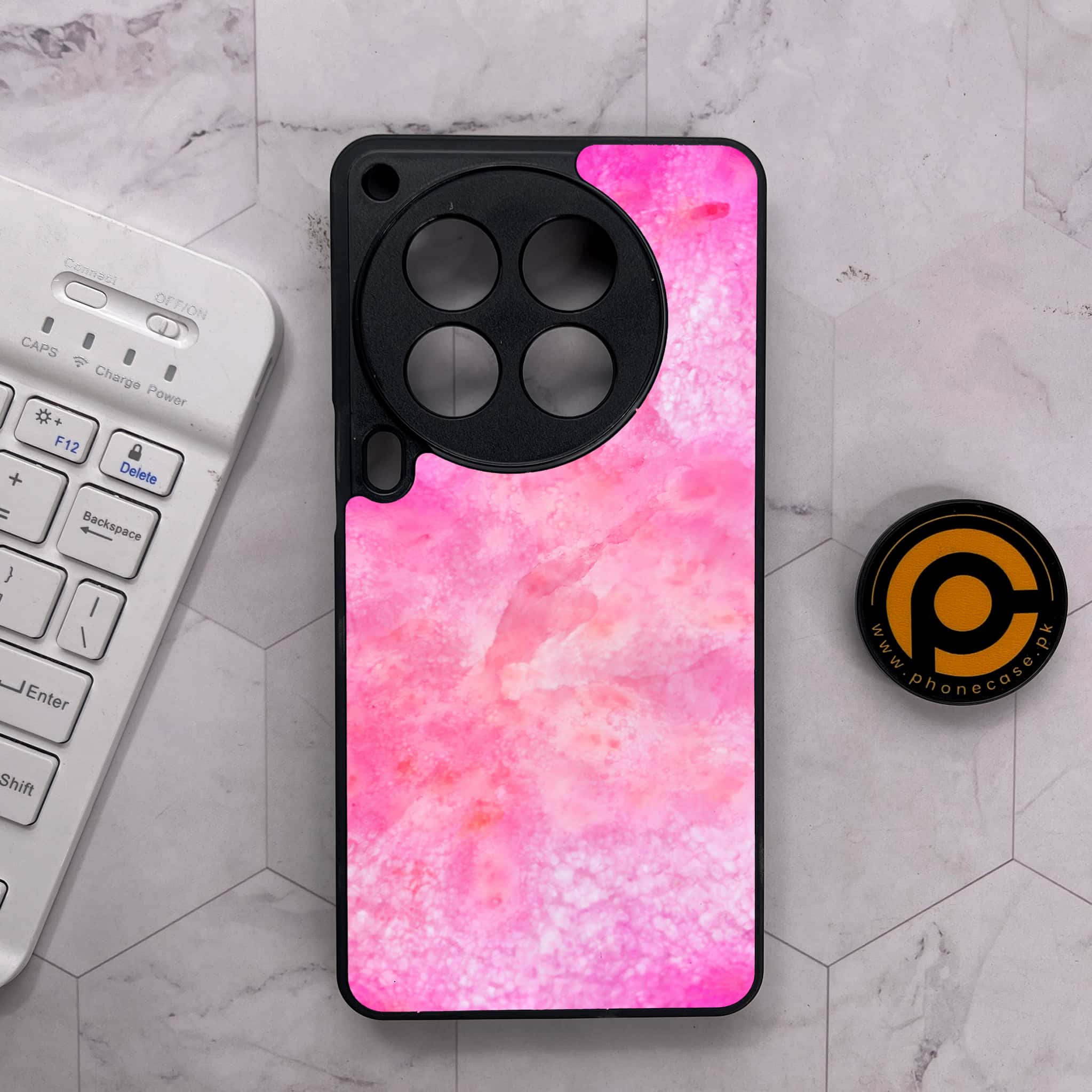 Tecno Camon 30 Premier - Pink Marble 2.0 Series - Premium Metal Printed soft Bumper shock Proof Case