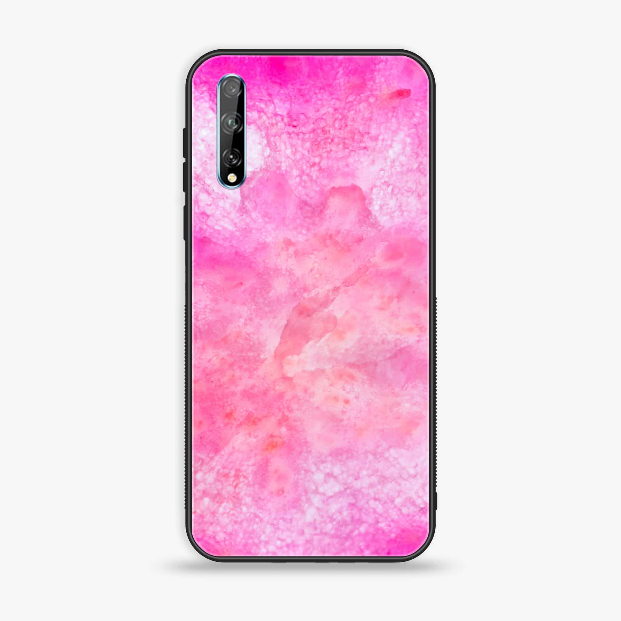 Huawei Y8p -  Pink Marble 2.0 Series - Premium Printed Glass soft Bumper shock Proof Case