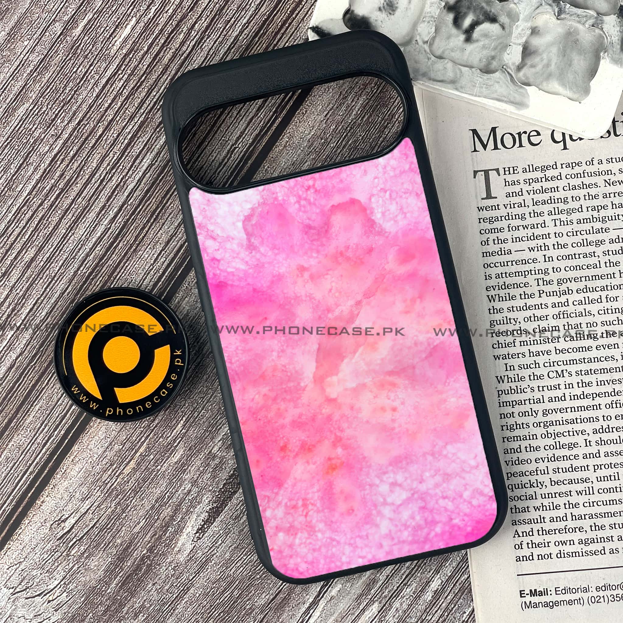 Google Pixel 9 Pro - Pink Marble 2.0 Series  - Premium Metal Printed soft Bumper Shock Proof Case