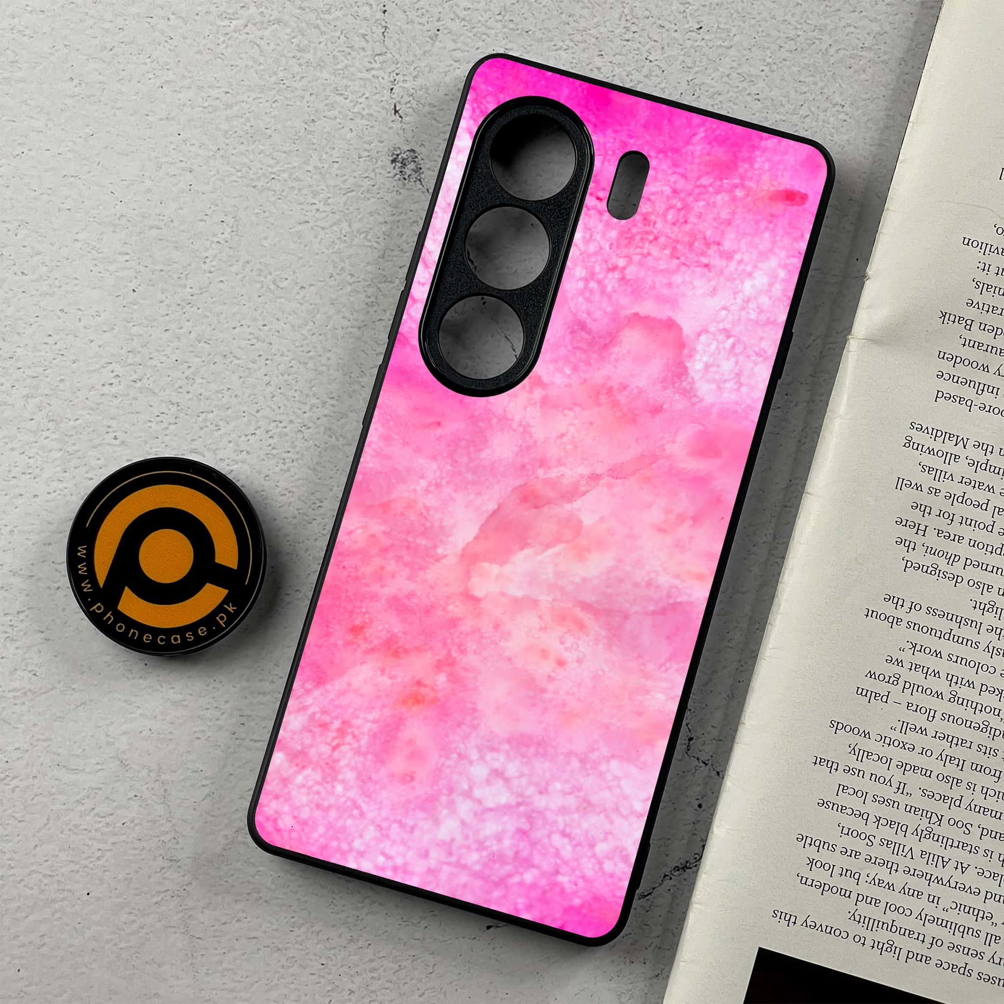 Tecno Camon 40 Pro - Pink Marble 2.0 Series - Premium Metal Printed Soft Bumper Shockproof Case
