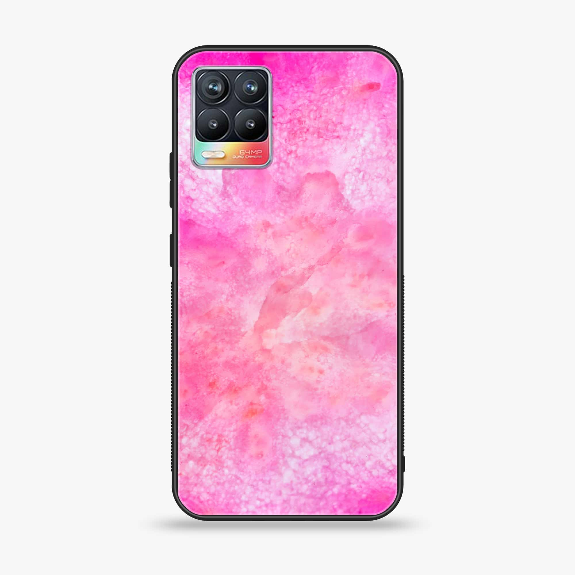 Realme 8 pro - Pink Marble 2.0 Series - Premium Printed Glass soft Bumper shock Proof Case