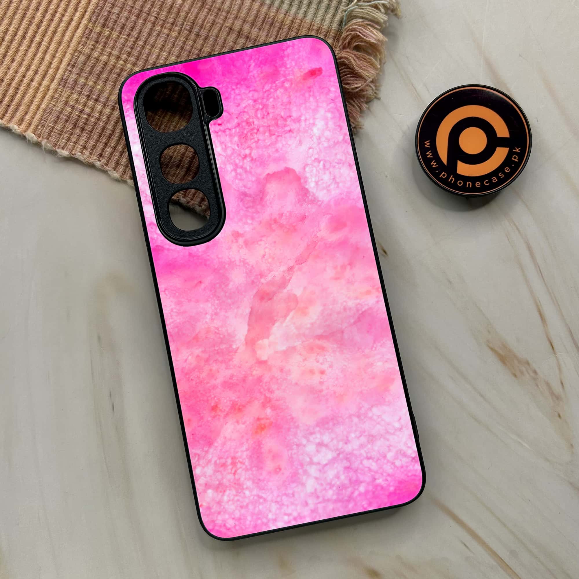 Vivo Y400 - Pink Marble 2.0 Series - Premium Metal Printed soft Bumper shock Proof Case