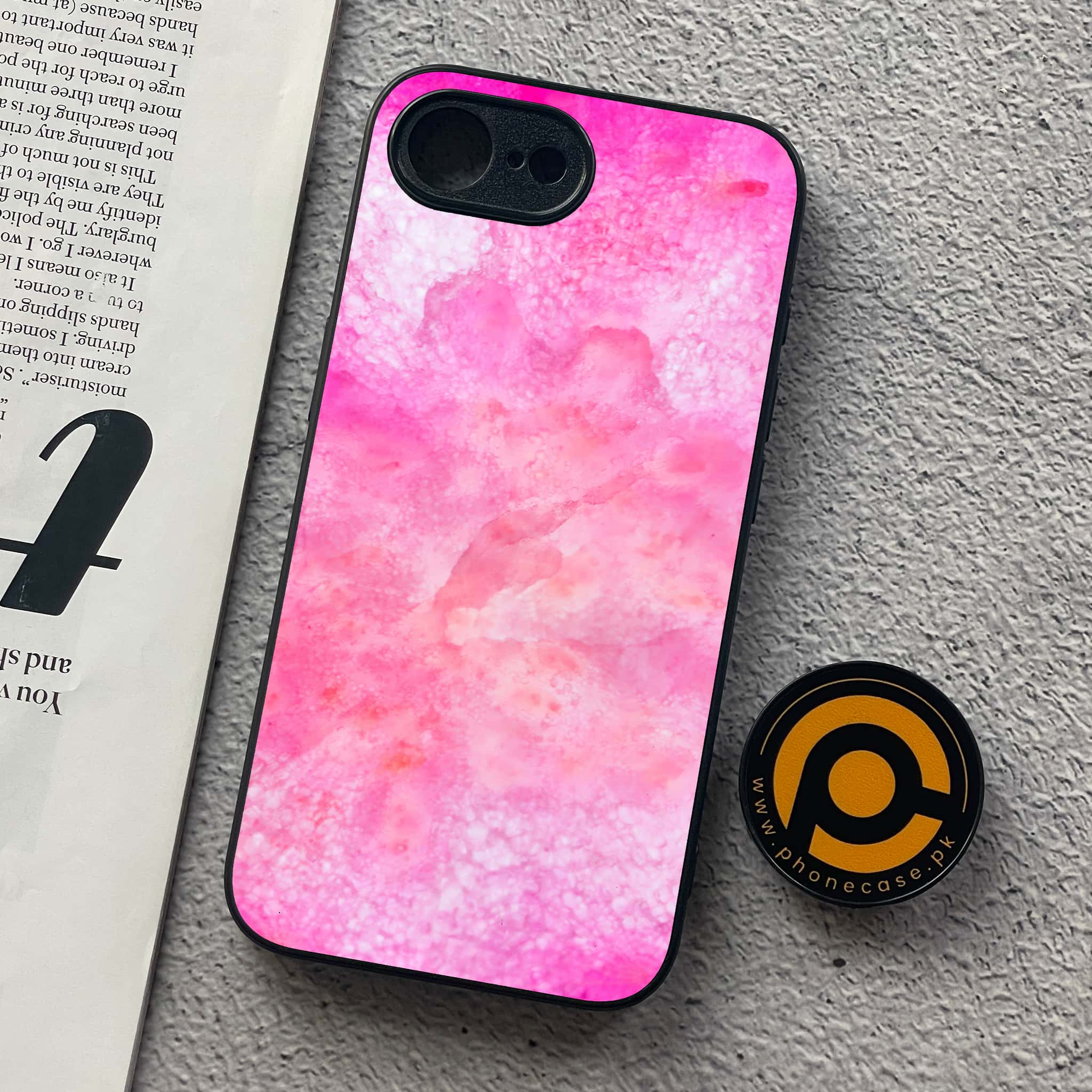 iPhone 16e - Pink Marble 2.0 Series - Premium Metal  Printed soft Bumper shock Proof Case