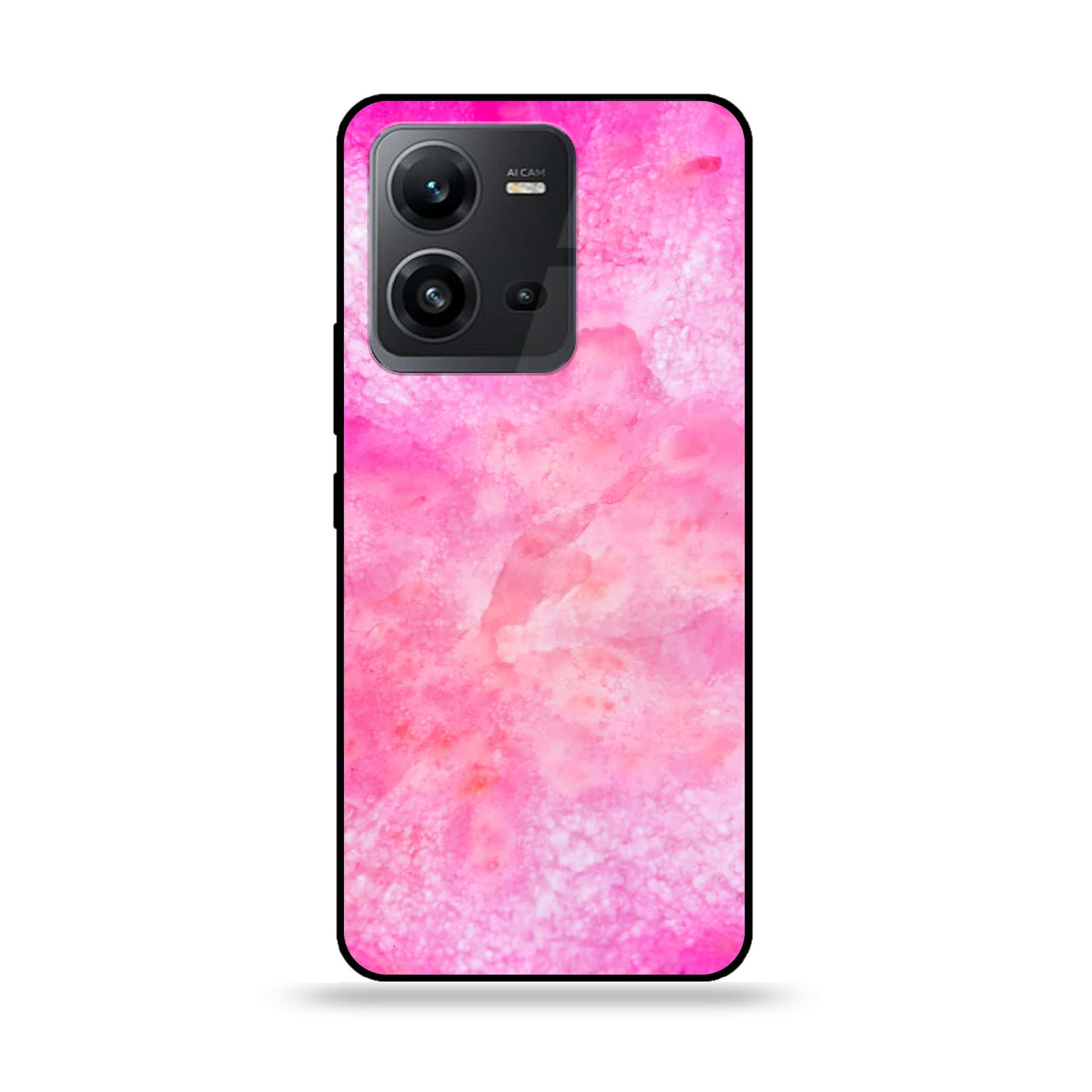 Vivo V25e  - Pink Marble 2.0 Series - Premium Printed Glass soft Bumper shock Proof Case