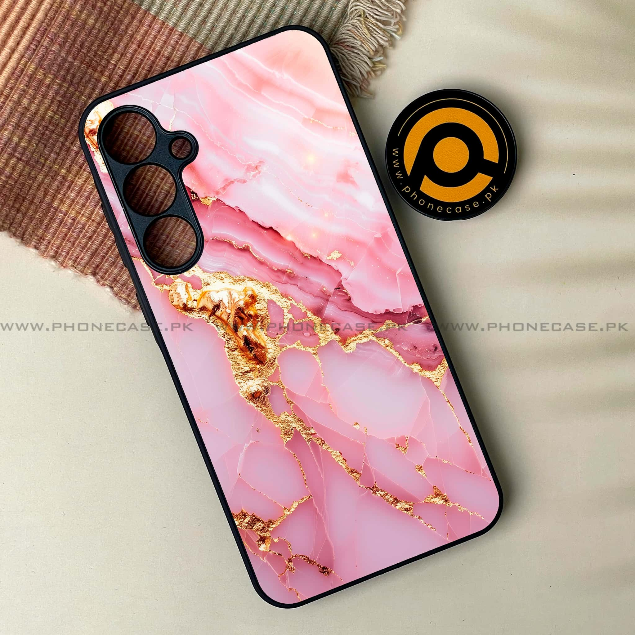 Samsung Galaxy A14 - Pink Marble 2.0 Series - Premium Printed Glass soft Bumper shock Proof Case