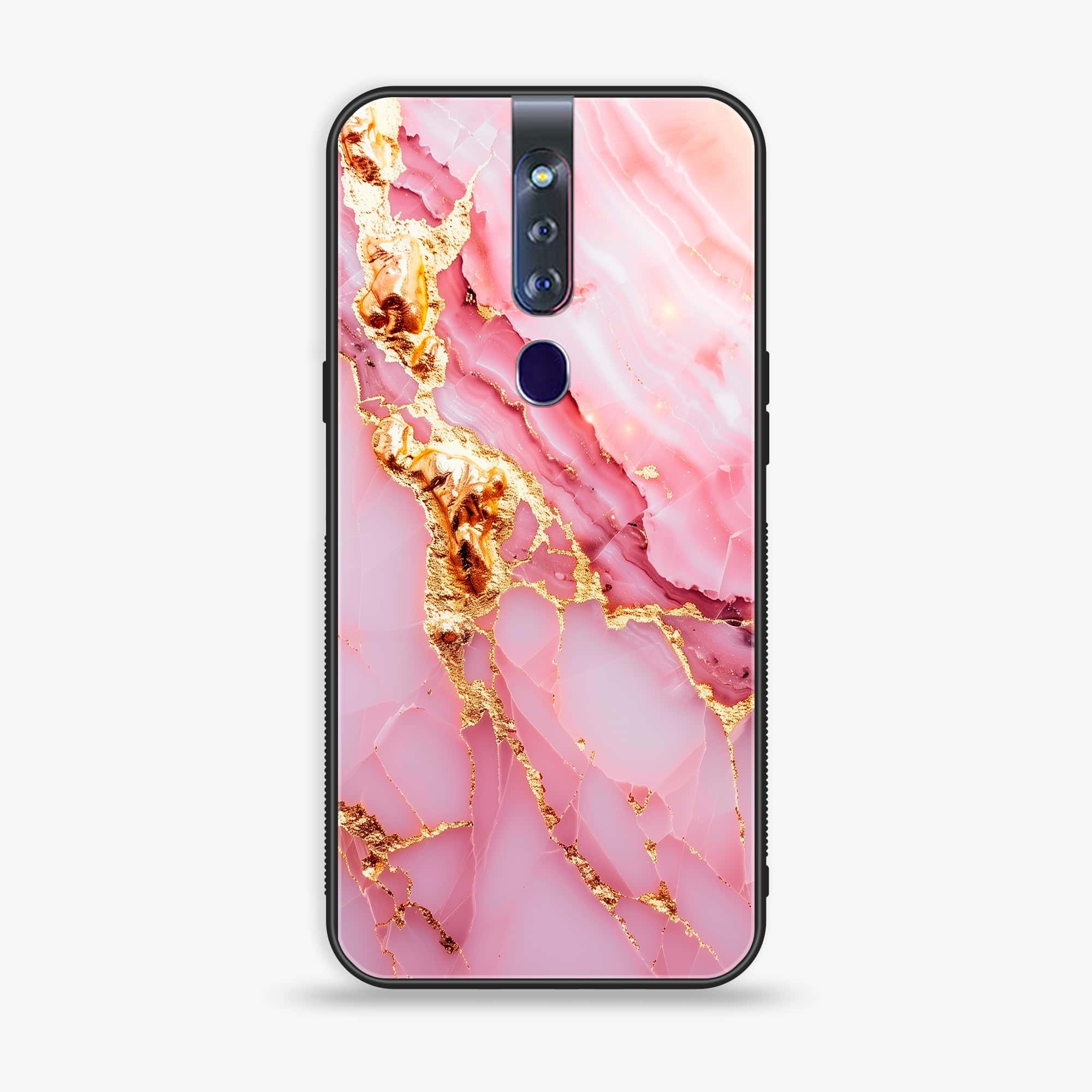 Oppo F11 Pro Pink Marble 2.0 Series Premium Printed Glass soft Bumper shock Proof Case