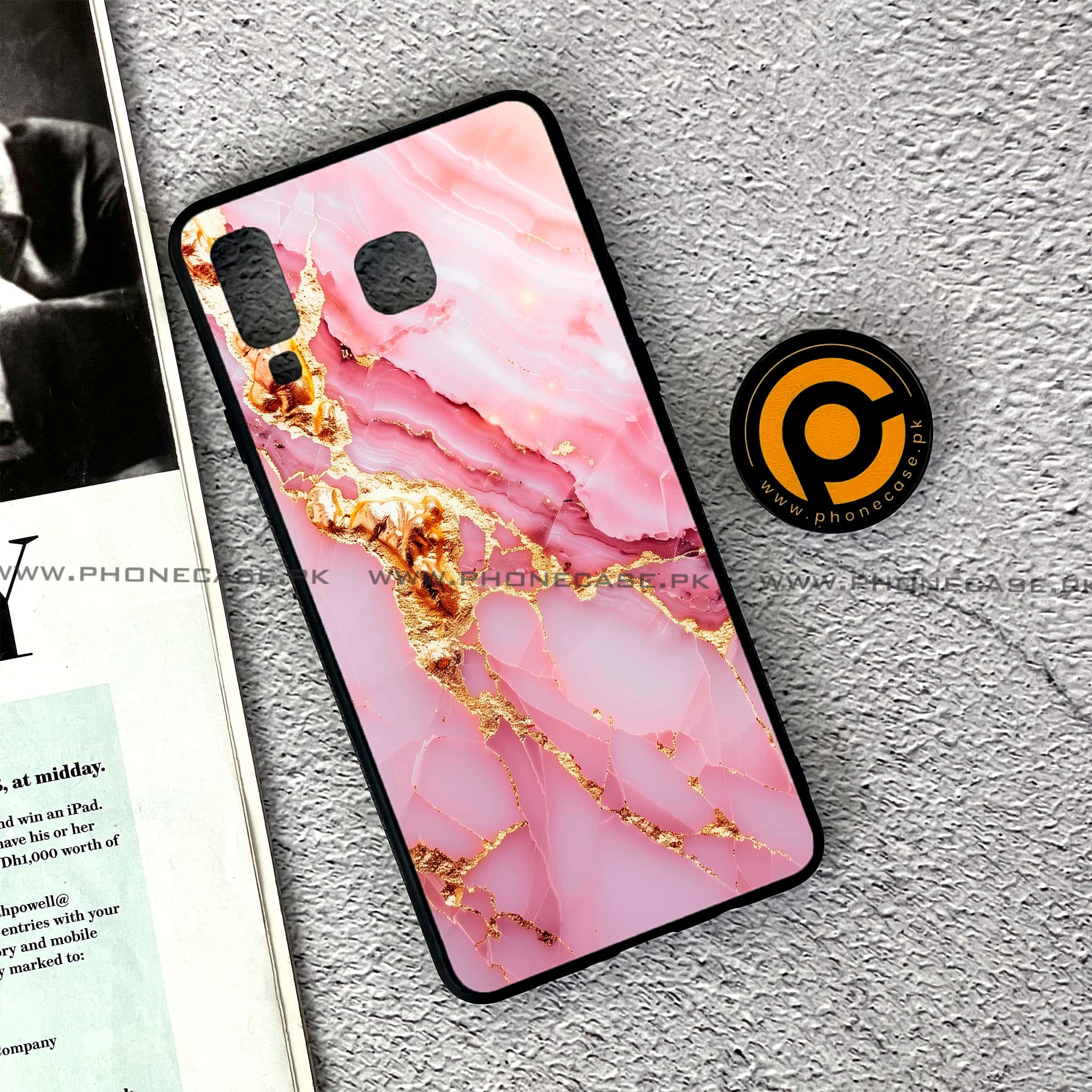 Samsung Galaxy A8 Star(A9 Star) - Pink Marble 2.0 Series - Premium Printed Glass soft Bumper shock Proof Case