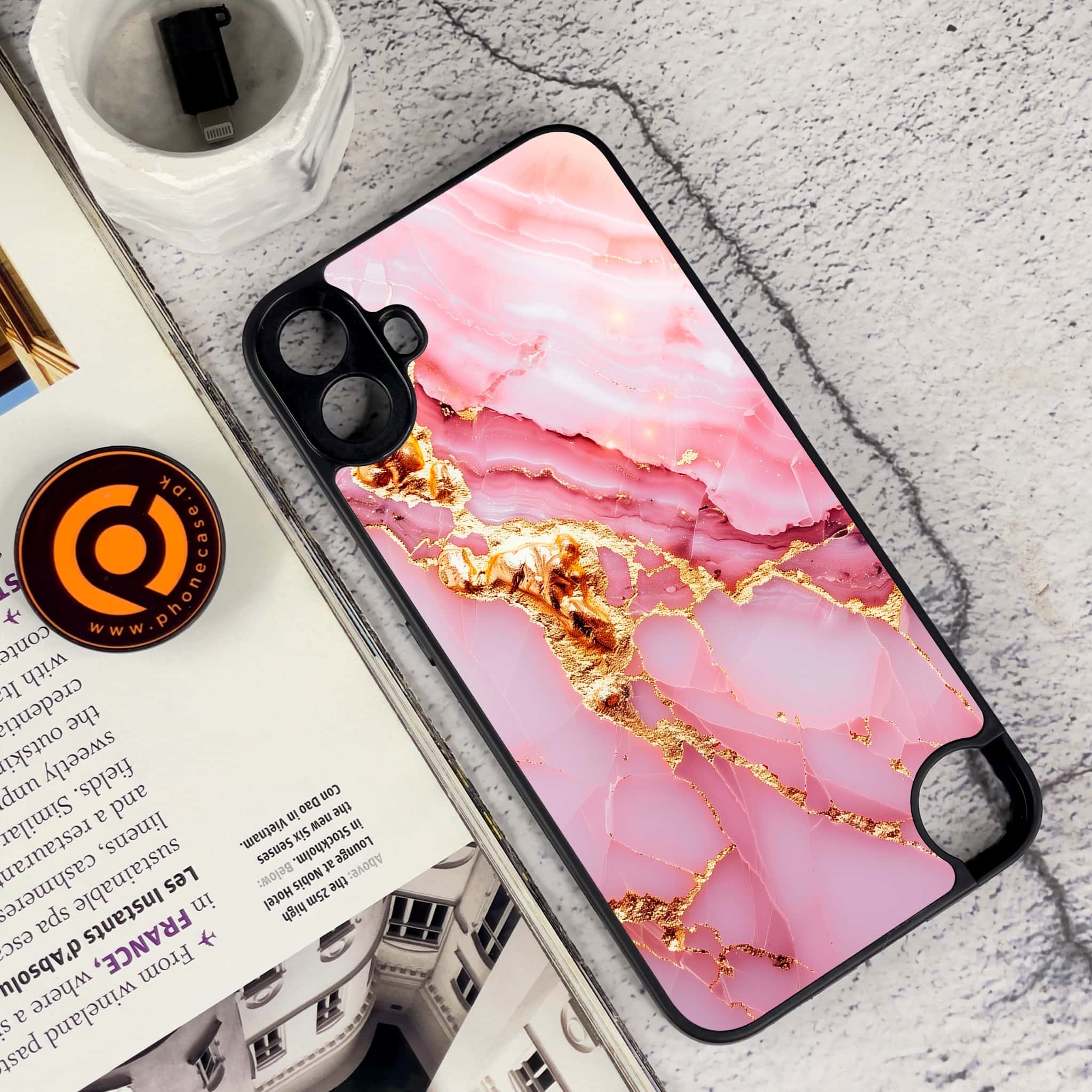 Nothing CMF Phone 1 - Pink Marble 2.0 Series - Premium Metal Printed soft Bumper Shock Proof Case