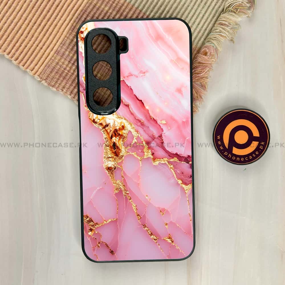 Infinix Hot 60i - Pink Marble 2.0 Series - Premium Metal Printed soft Bumper shock Proof Case