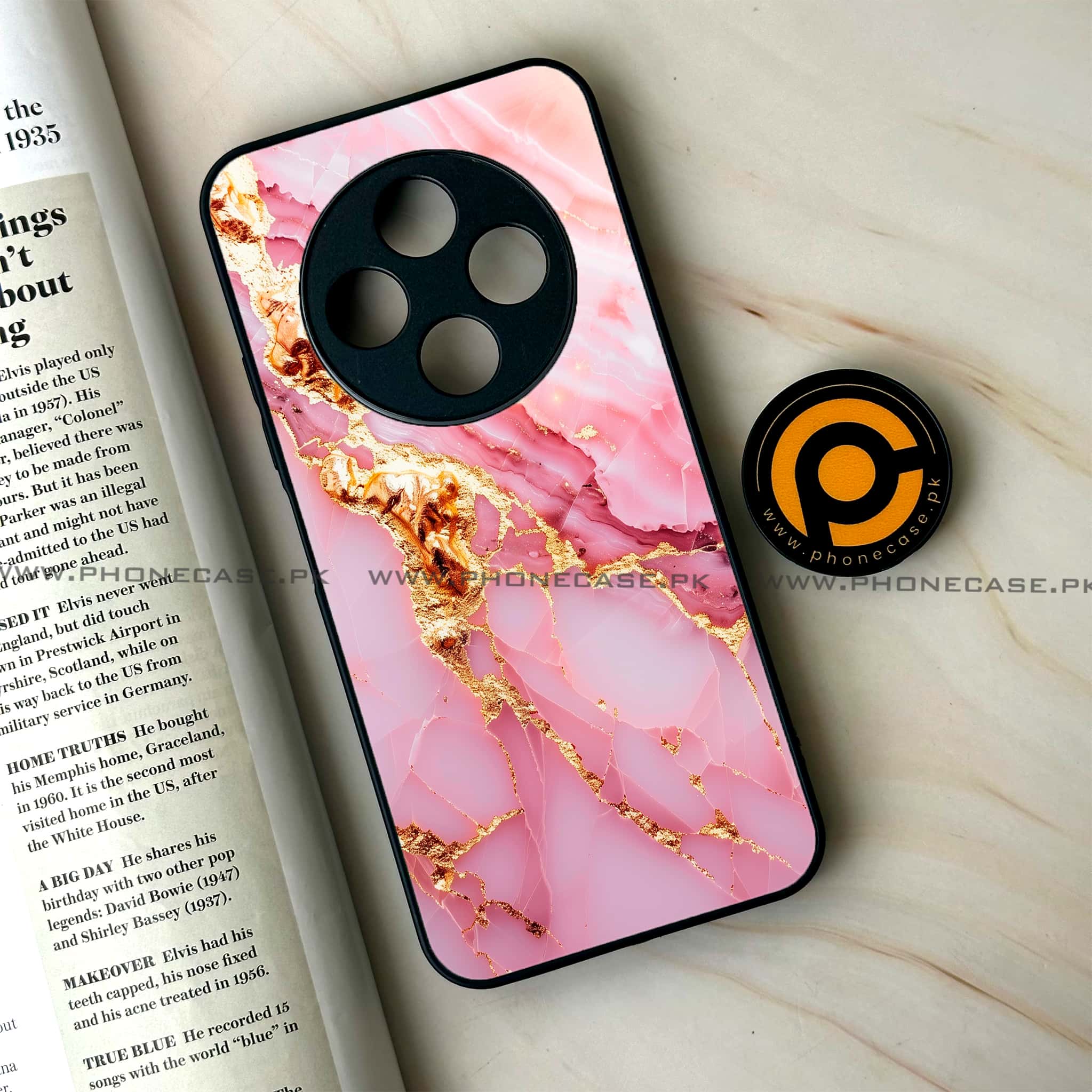 Oppo F27 Pro - Pink Marble 2.0 Series - Premium Metal Printed soft Bumper Shock Proof Case
