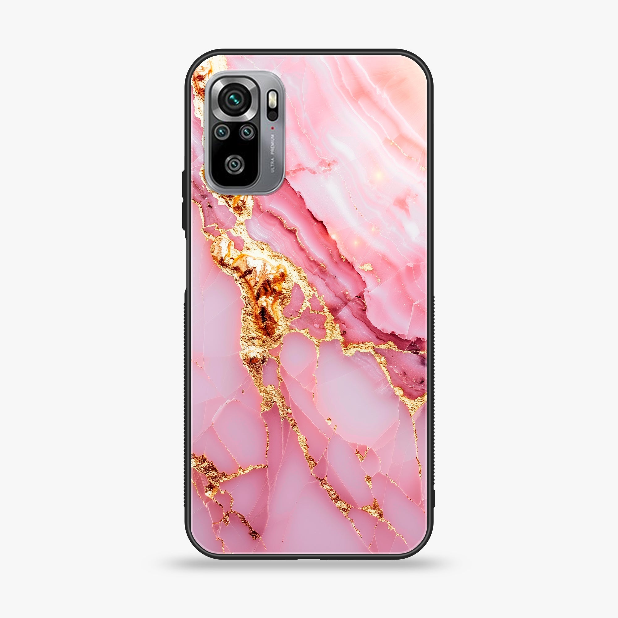 Xiaomi Redmi Note 10S- Pink Marble 2.0 Series - Premium Printed Glass soft Bumper shock Proof Case